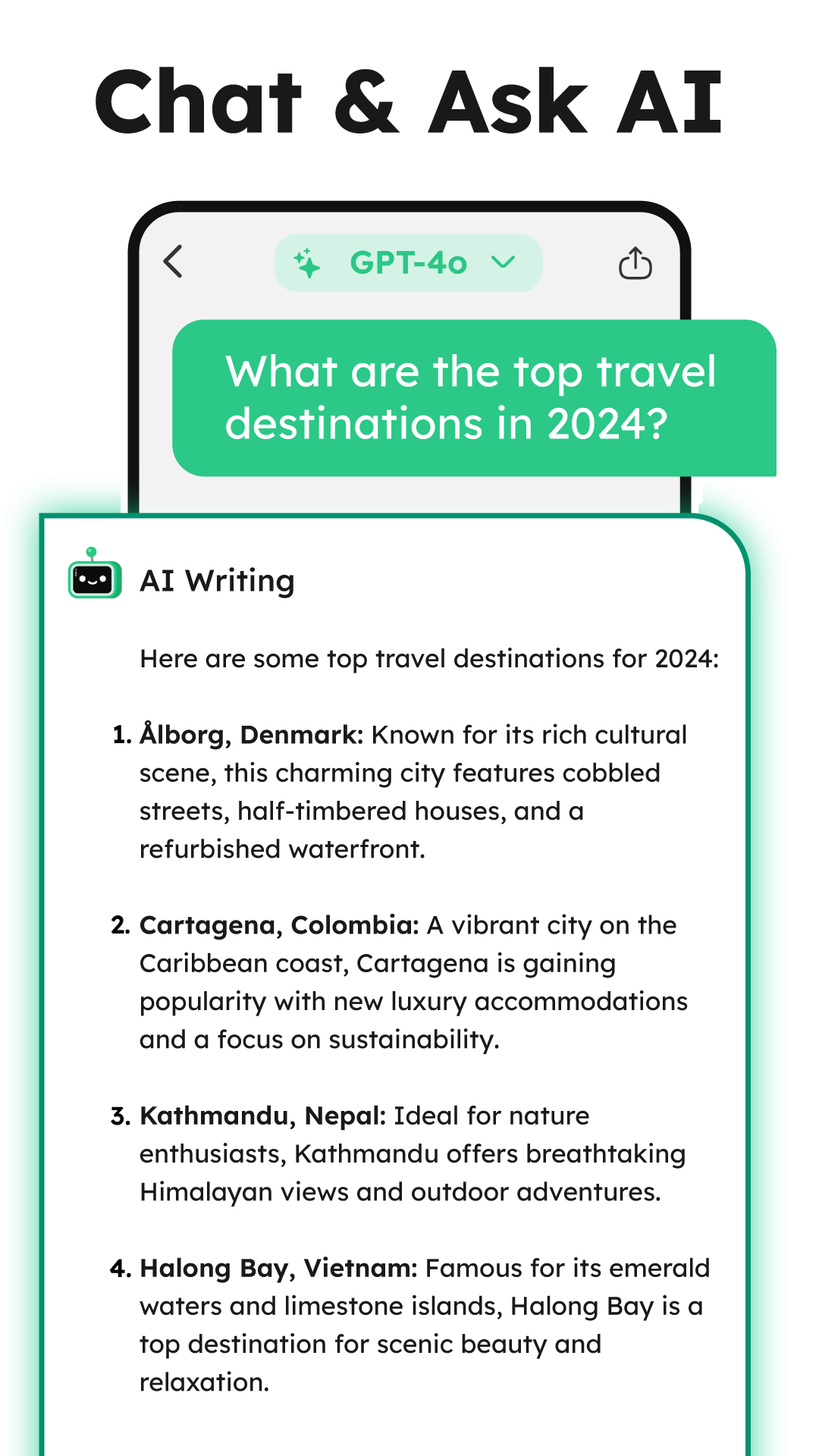 اسکرین شات 3 برنامه AI Writer: Chatbot Assistant