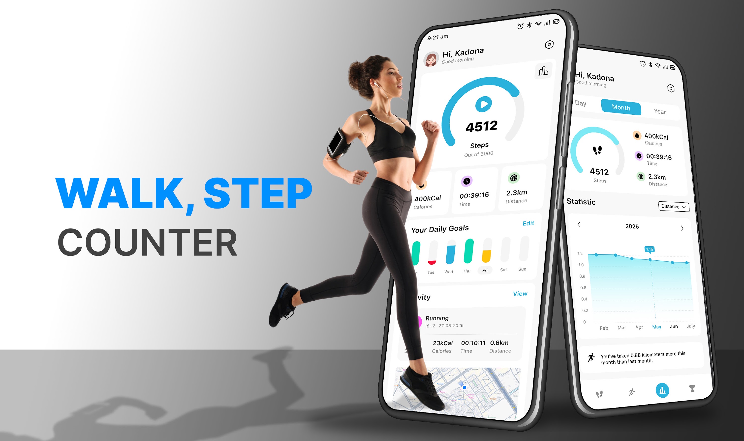 اسکرین شات 1 برنامه Pedometer: Run & Step Tracker