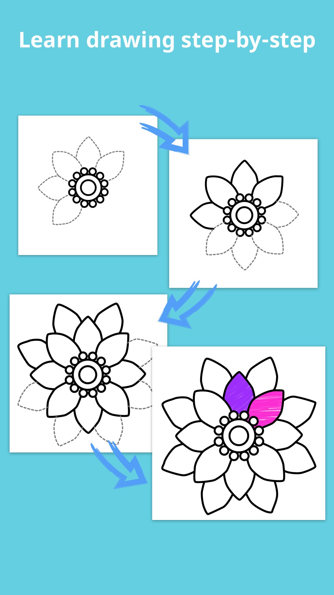 اسکرین شات 3 برنامه How To Draw Flowers