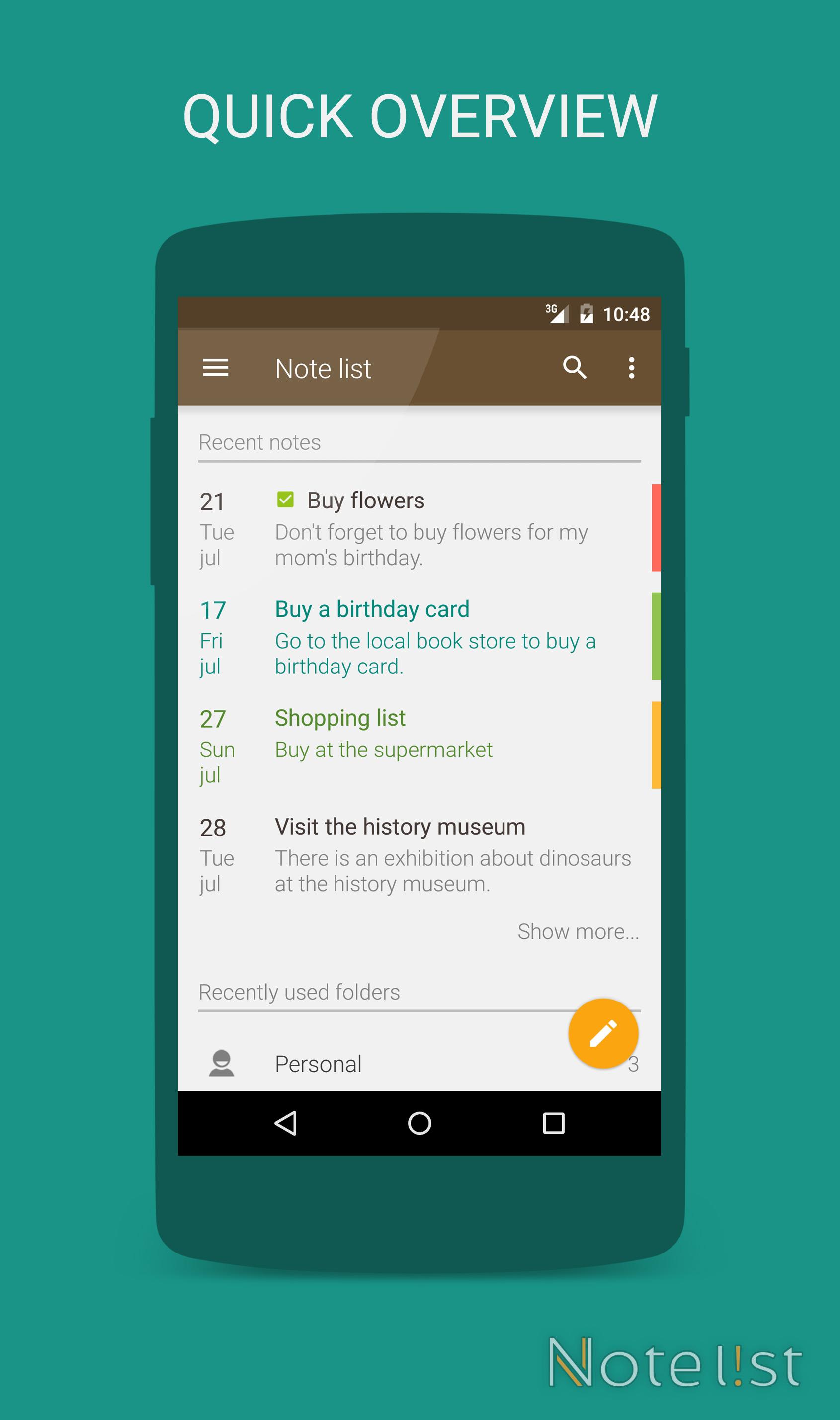 اسکرین شات 1 برنامه Note list - Notes & Reminders