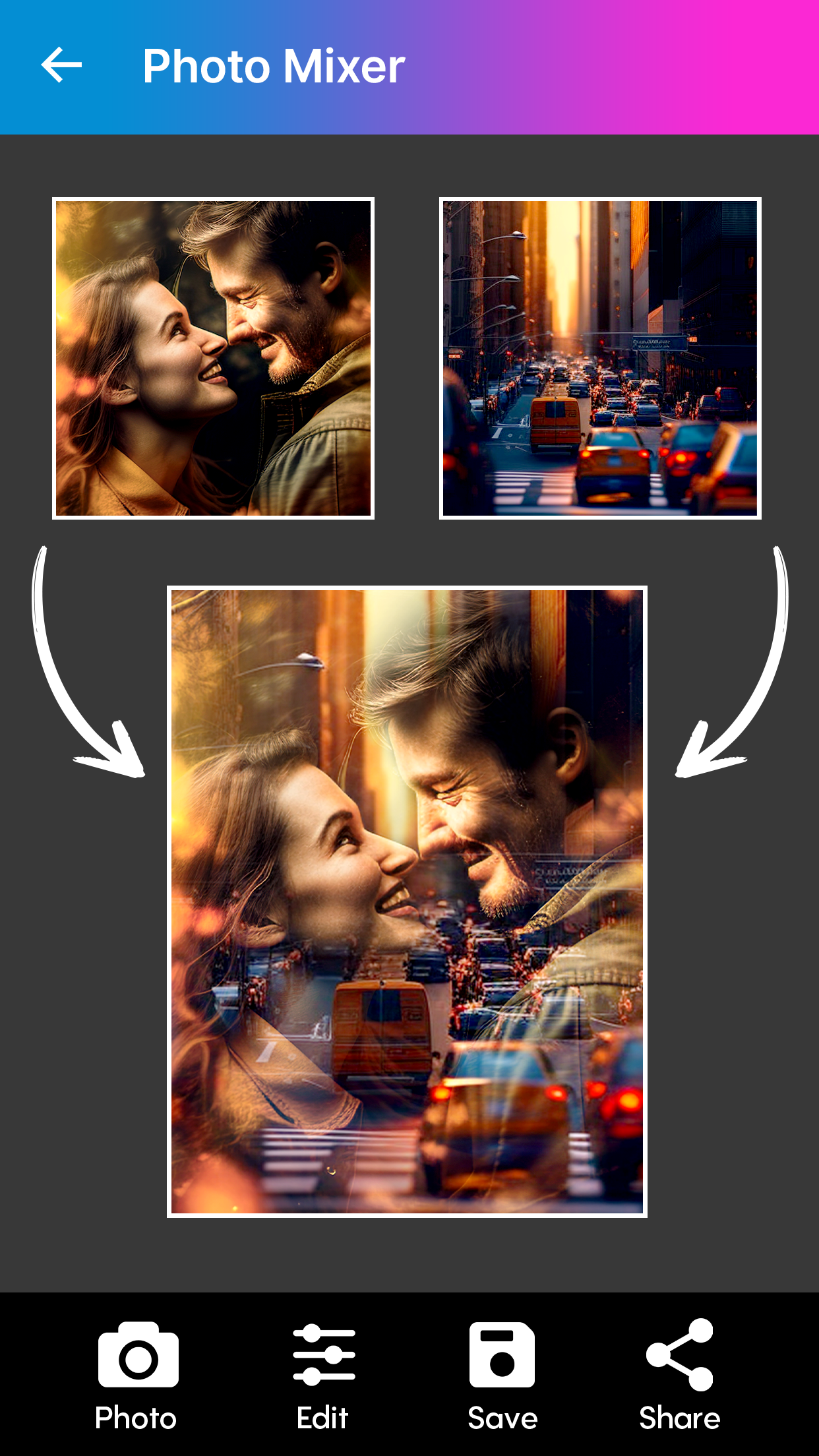 اسکرین شات 1 برنامه Blend Photos - Photo Blender