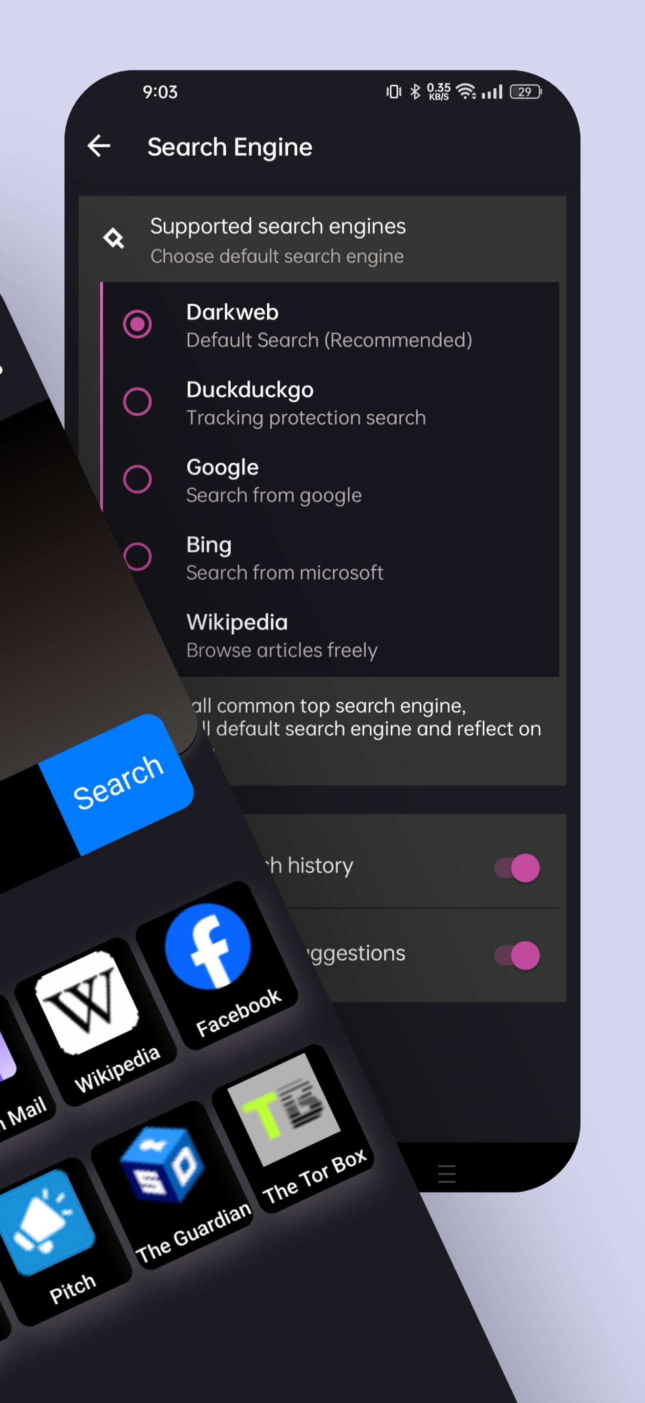 اسکرین شات 2 برنامه Dark Web Browser: Secure