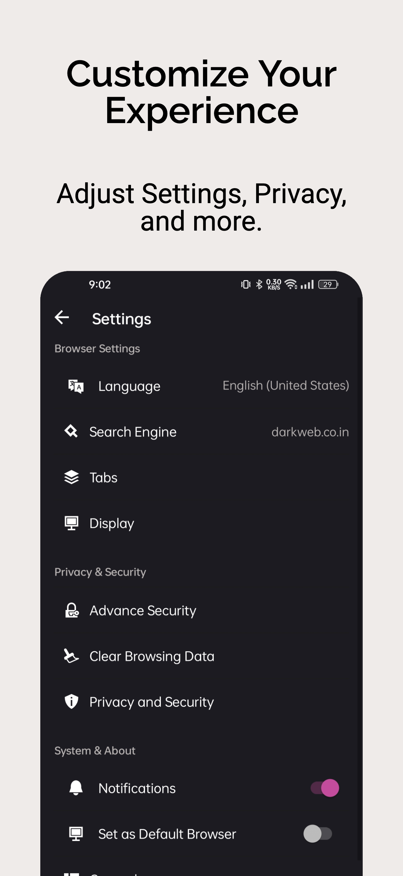 اسکرین شات 6 برنامه Dark Web Browser: Secure