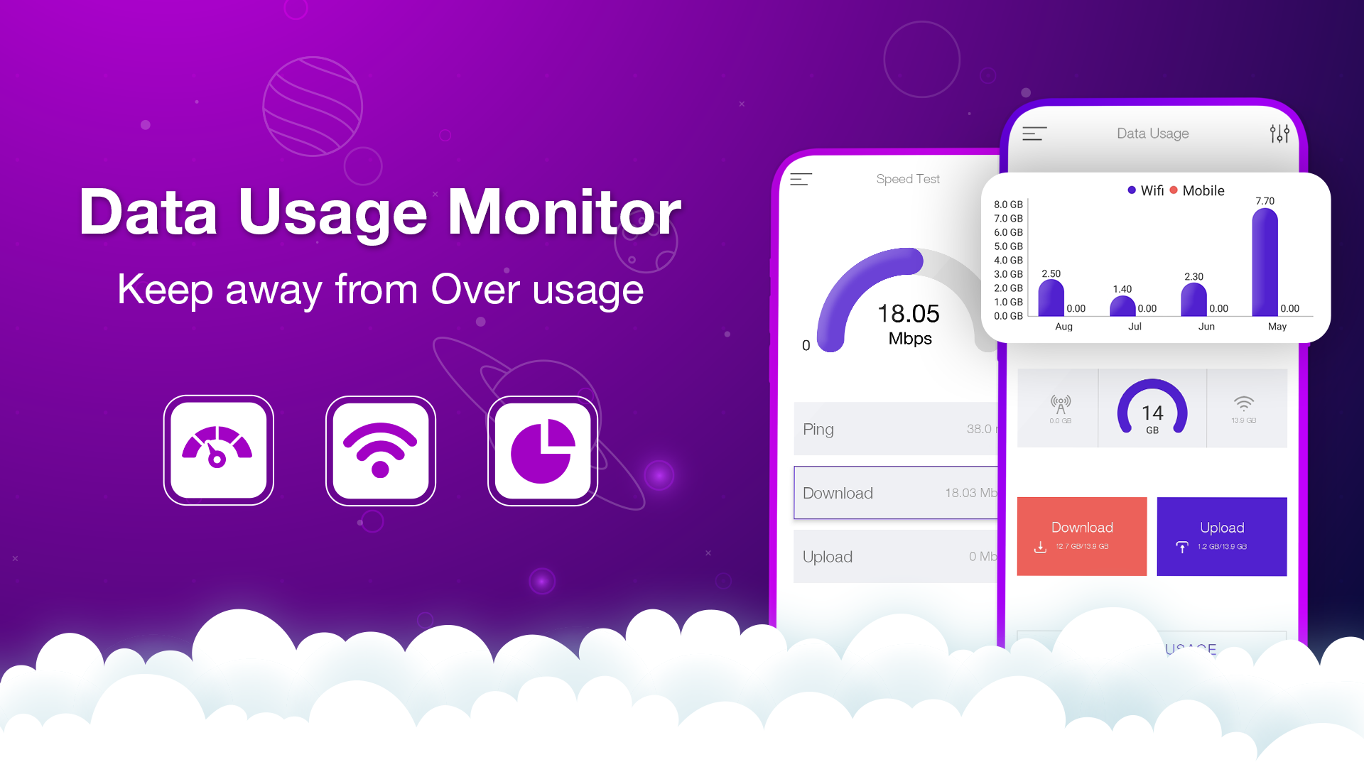اسکرین شات 1 برنامه Data Usage Monitor - Dataspeed