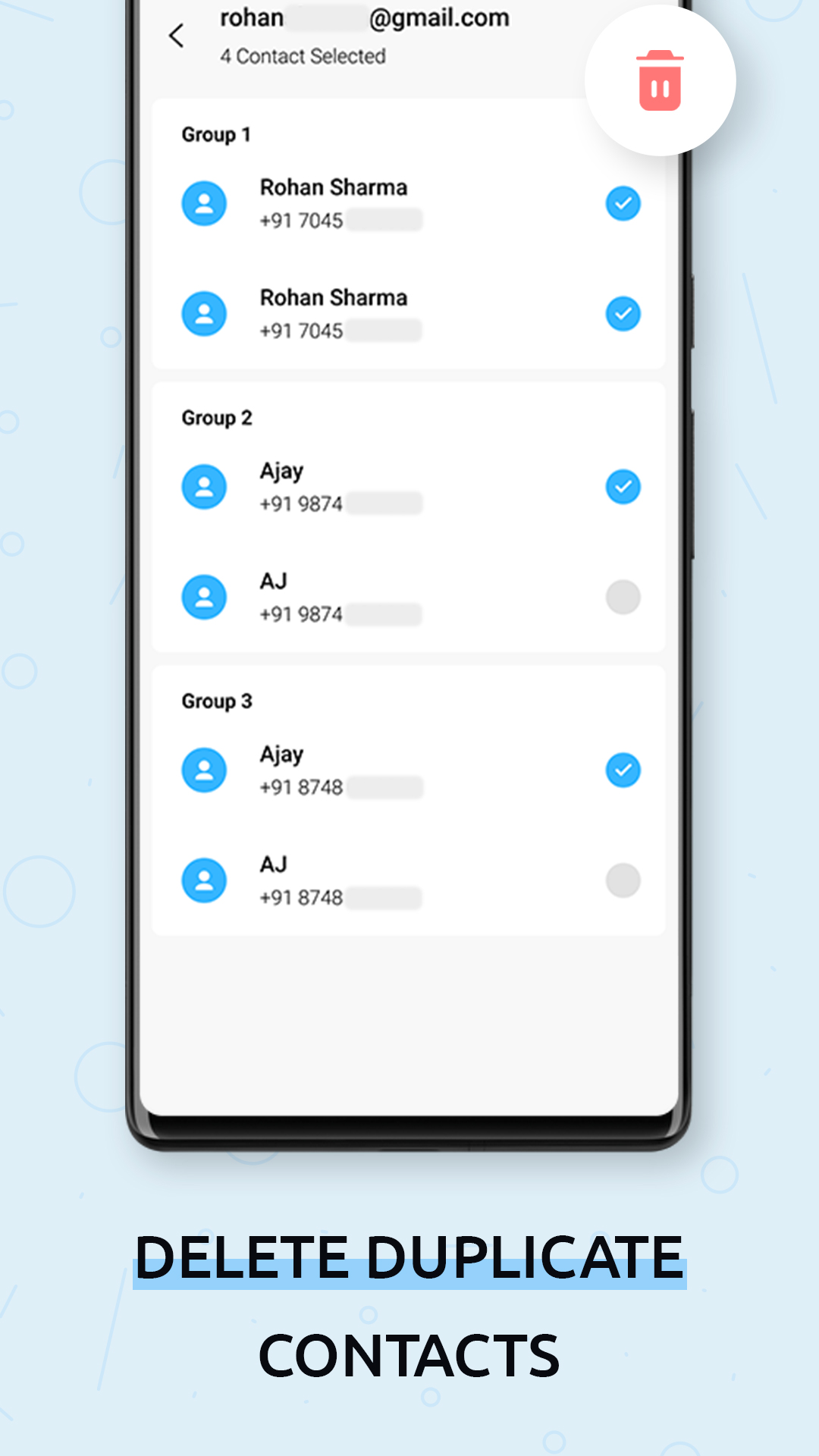 اسکرین شات 4 برنامه Delete Multi Contacts - Merge