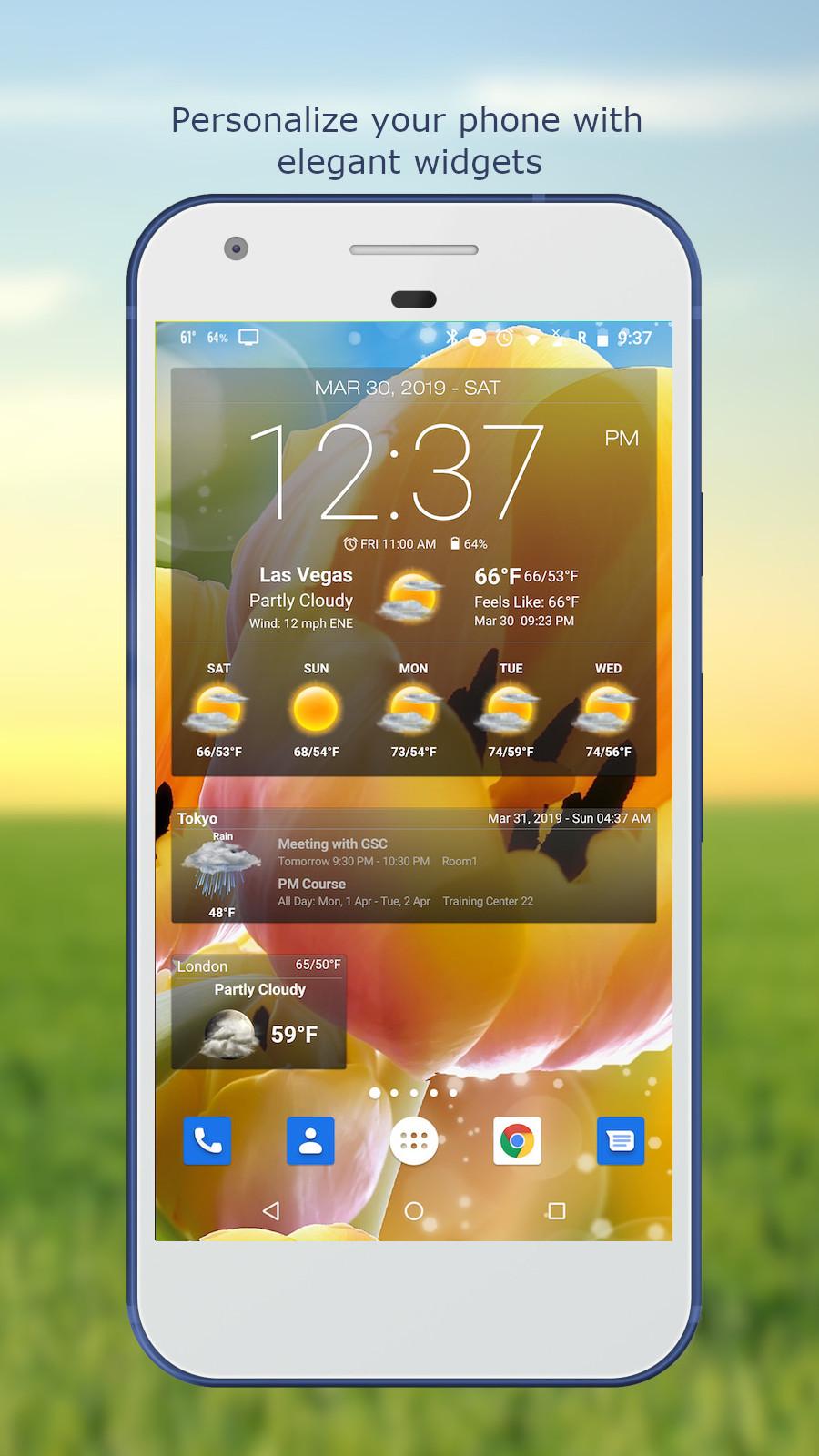 اسکرین شات 1 برنامه Weather & Clock Widget