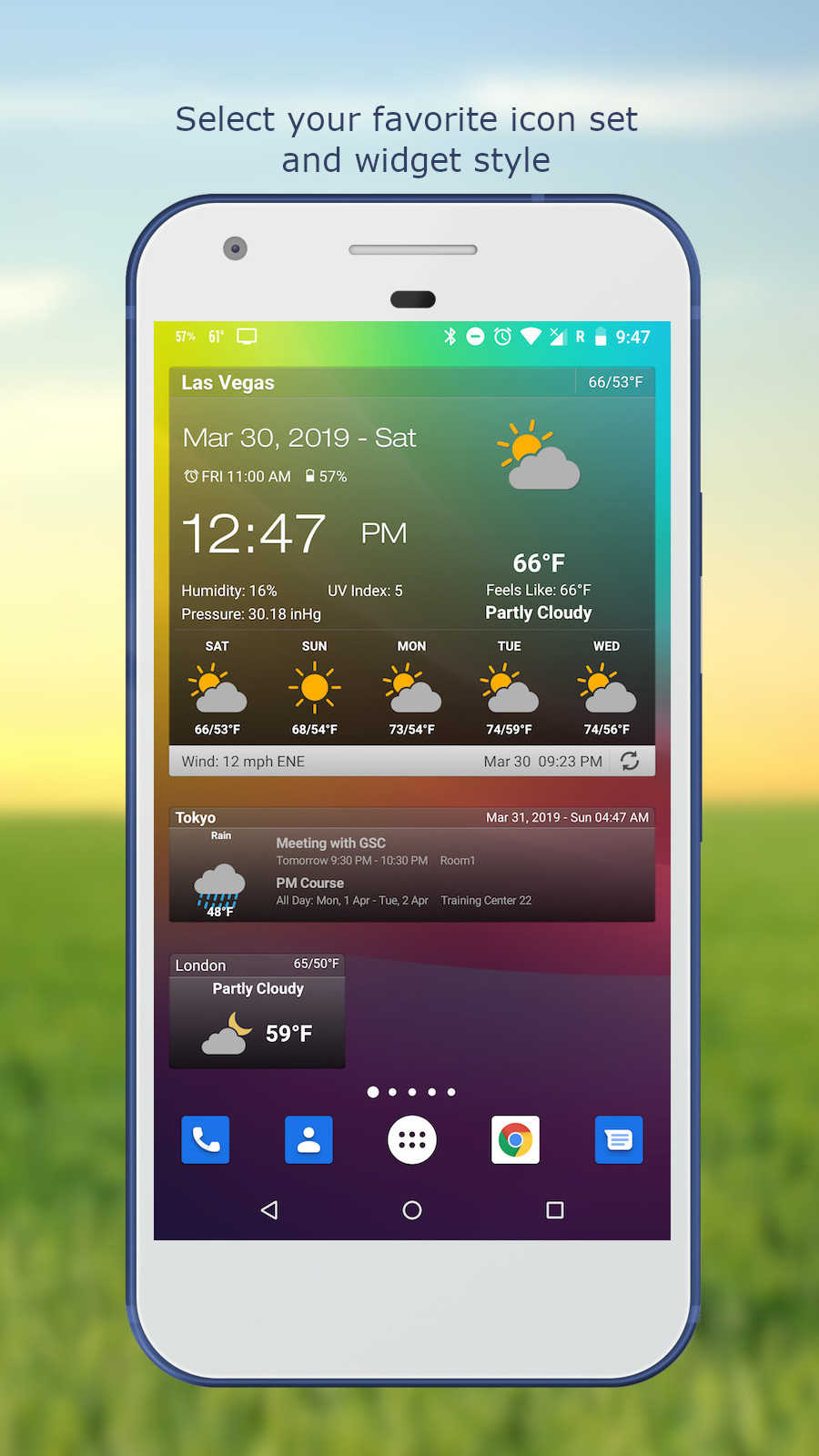 اسکرین شات 2 برنامه Weather & Clock Widget