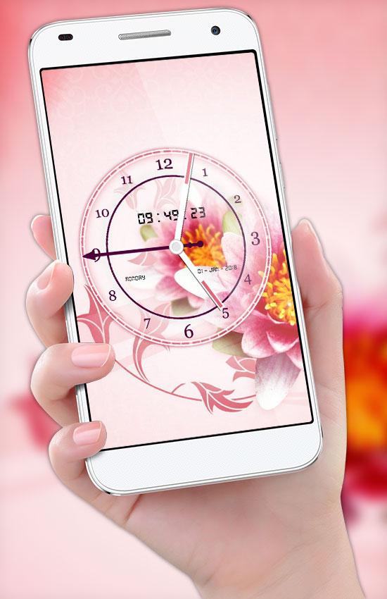 اسکرین شات 2 برنامه Flower Clock Live Wallpaper