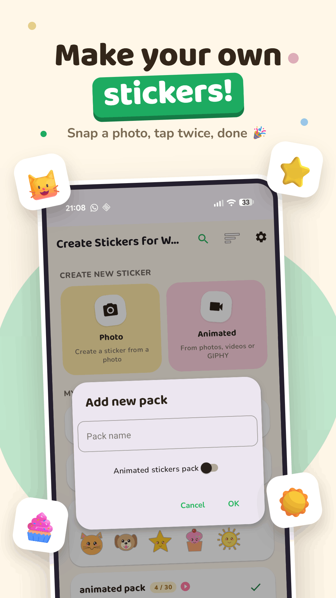 اسکرین شات 1 برنامه Create Stickers for WhatsApp