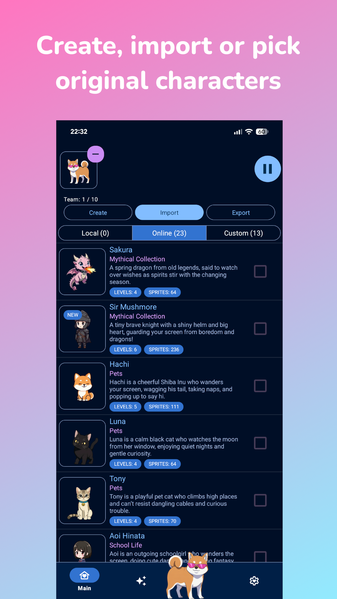 اسکرین شات 5 برنامه Shimeji: Screen Buddies