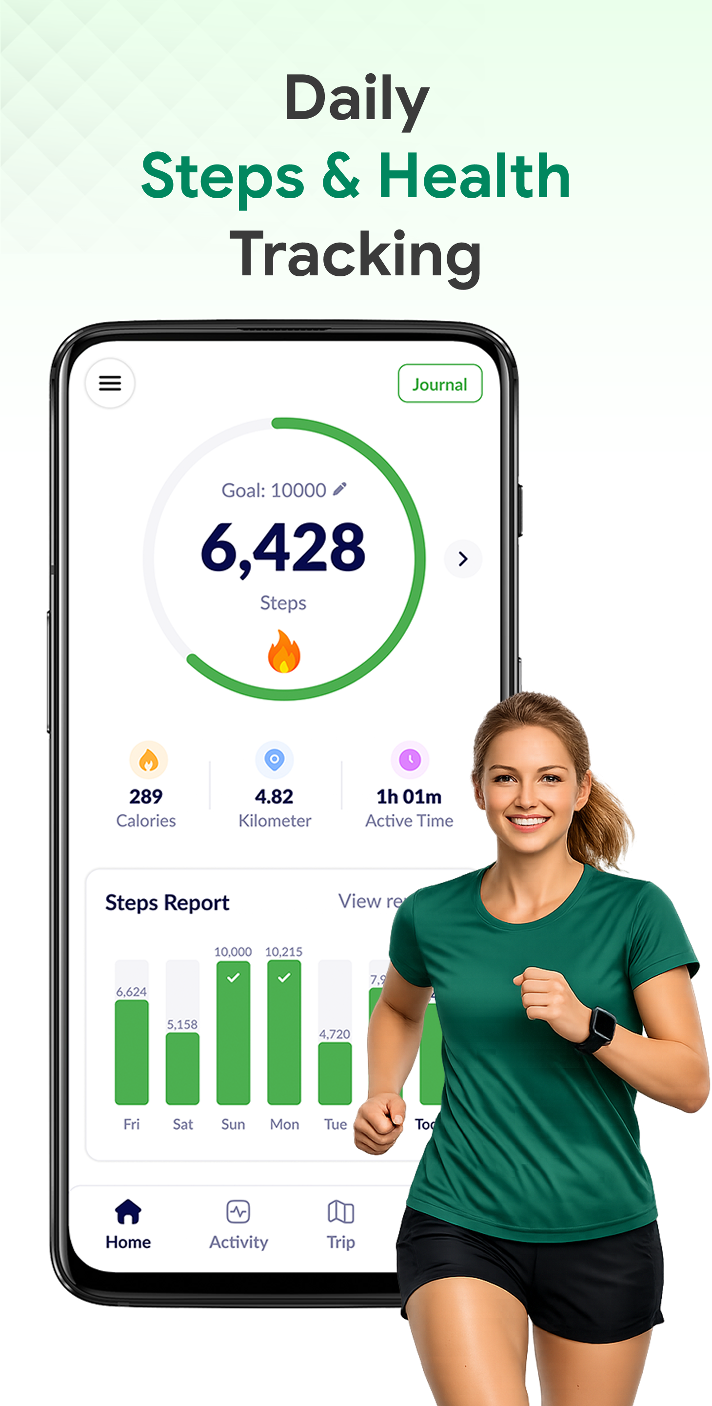 اسکرین شات 1 برنامه Pedometer King - Step Counter