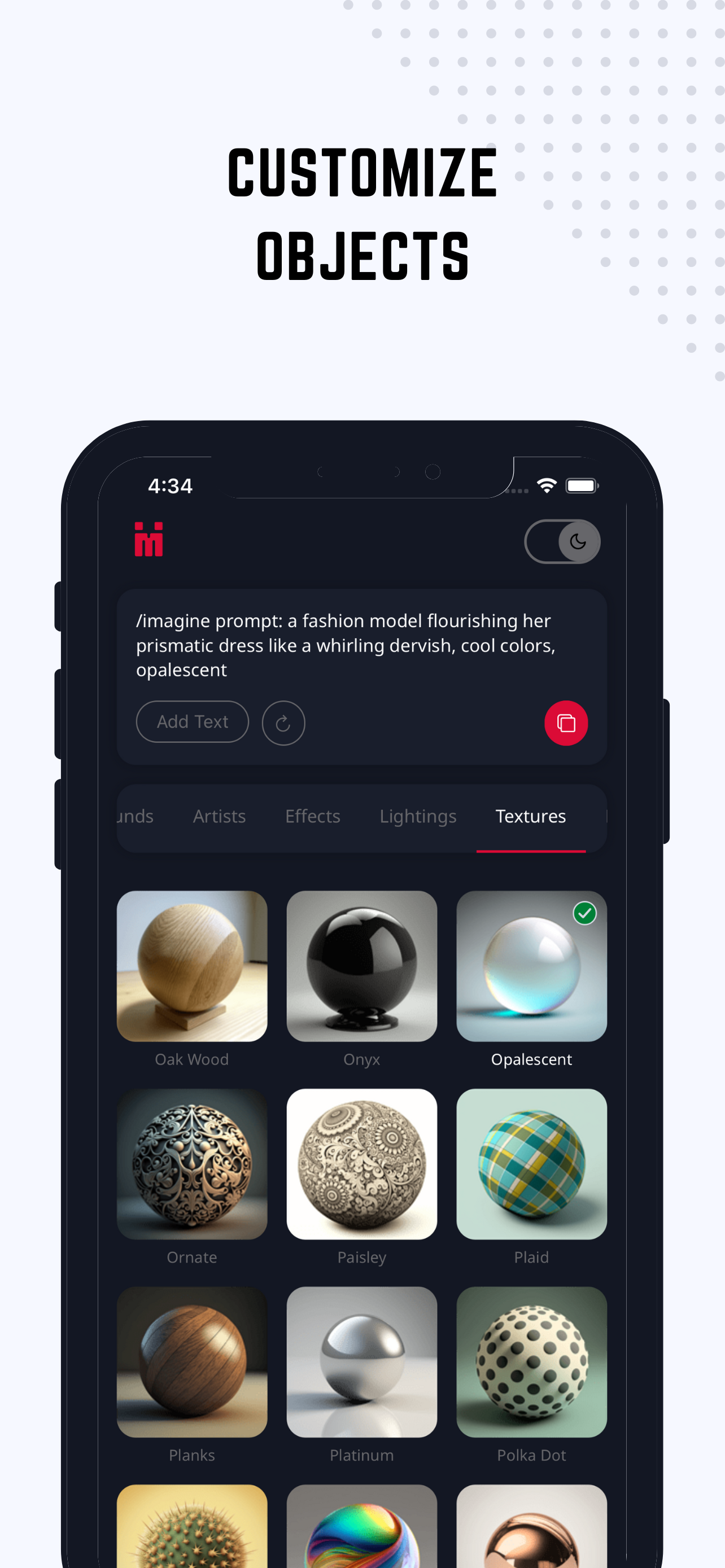 اسکرین شات 3 برنامه IMI: Midjourney Prompt Builder