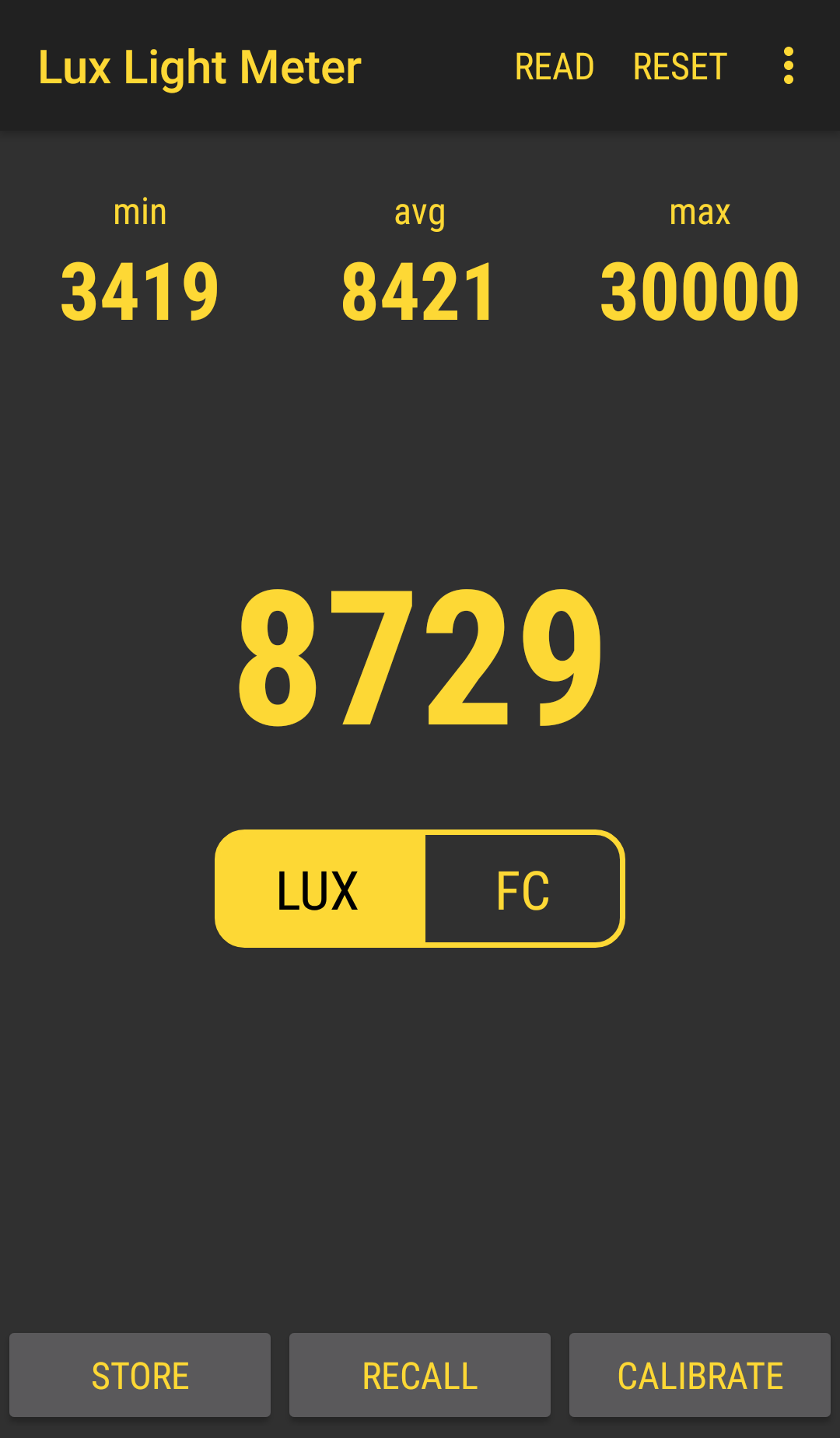 اسکرین شات 1 برنامه Lux Light Meter Pro