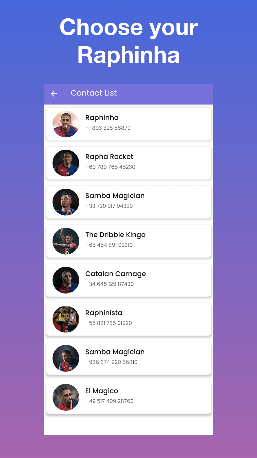 اسکرین شات 5 برنامه Raphinha Fake Video Call