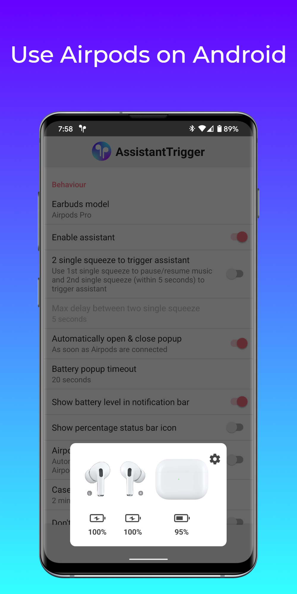 اسکرین شات 1 برنامه Assistant Trigger: for AirPods