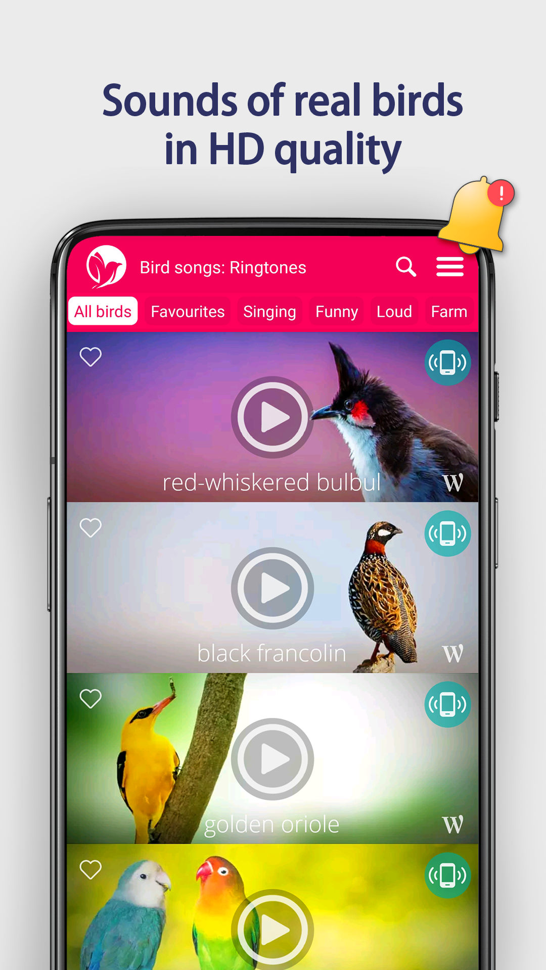 اسکرین شات 2 برنامه Bird Songs: Ringtones