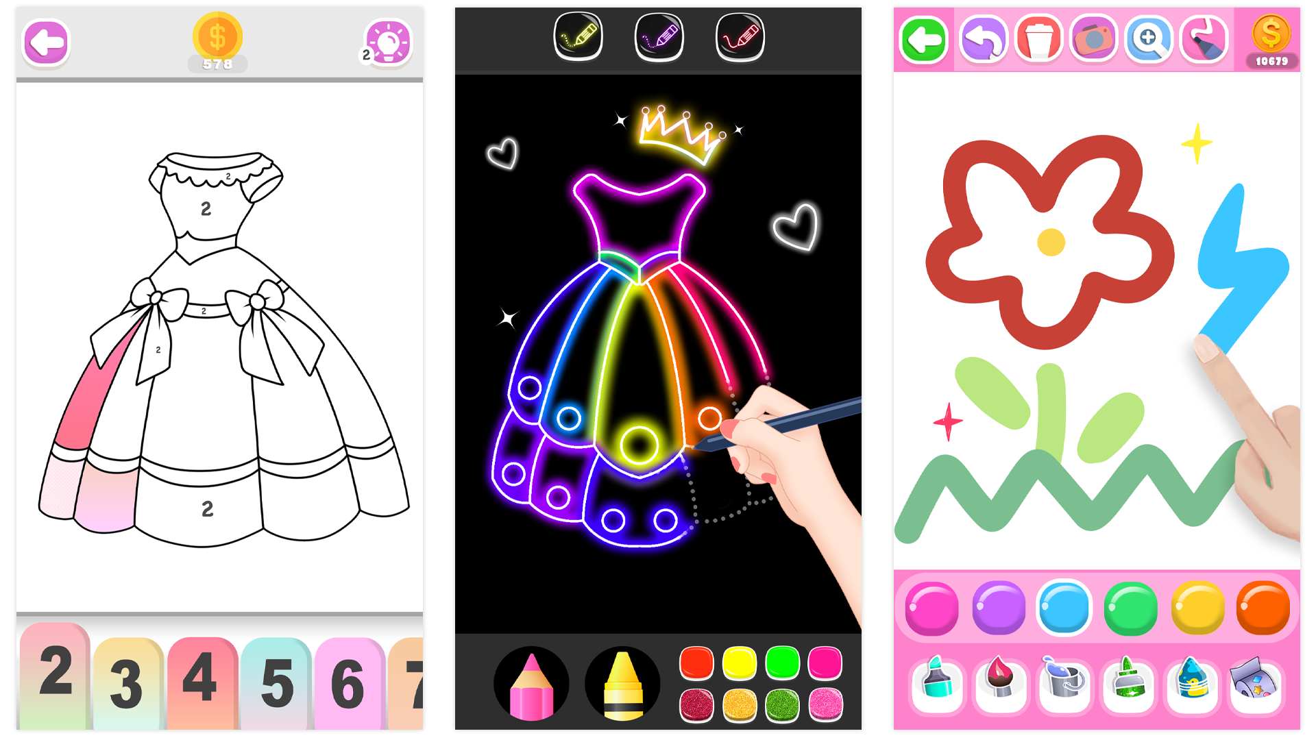 اسکرین شات 7 برنامه Dress Coloring Game Glitter