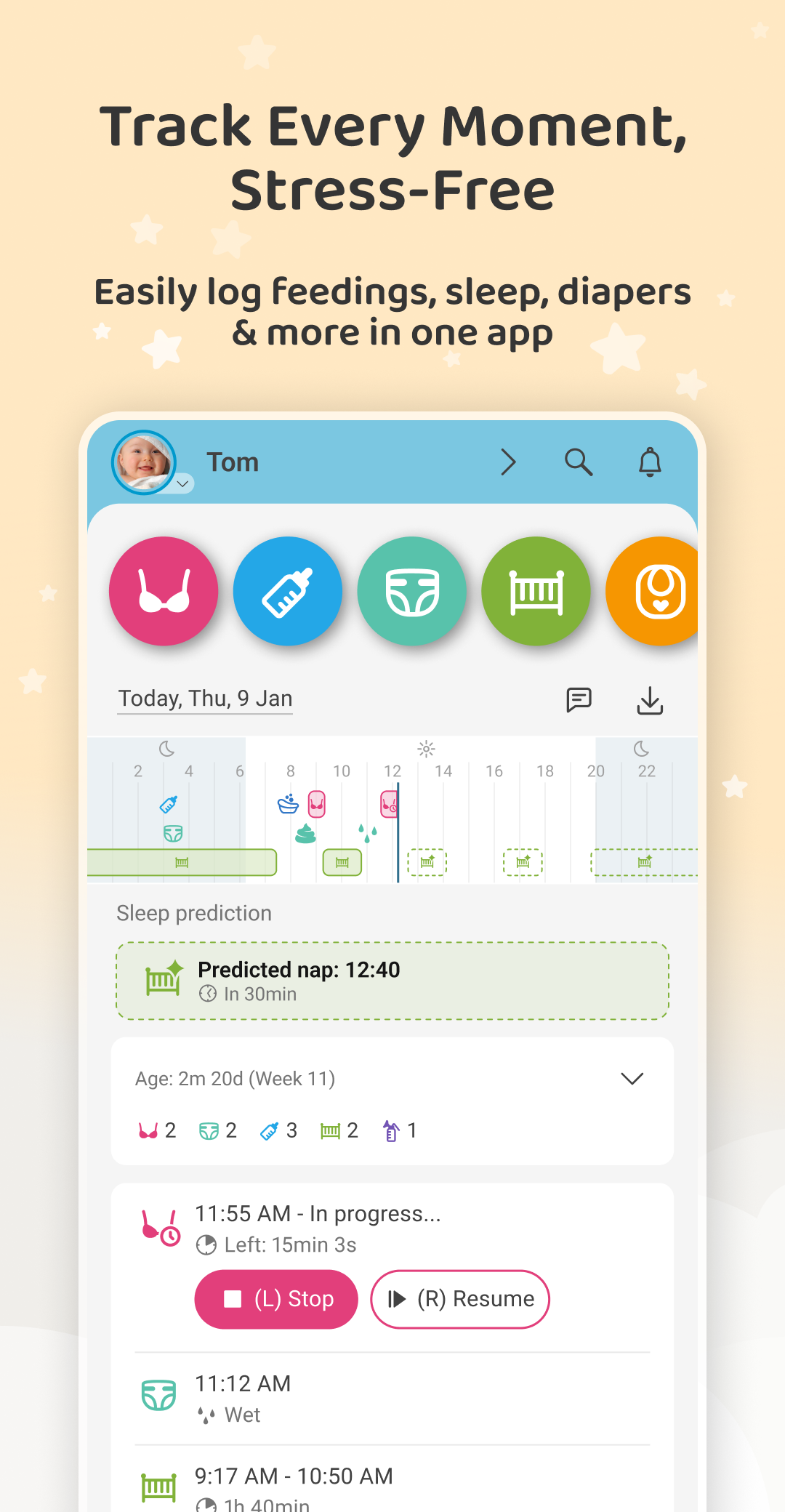 اسکرین شات 2 برنامه Baby Daybook - Newborn Tracker