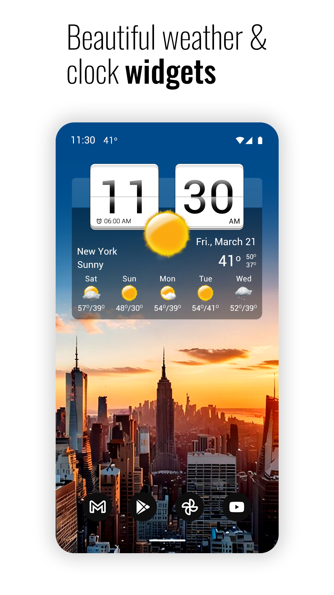 اسکرین شات 1 برنامه Sense Flip Clock & Weather