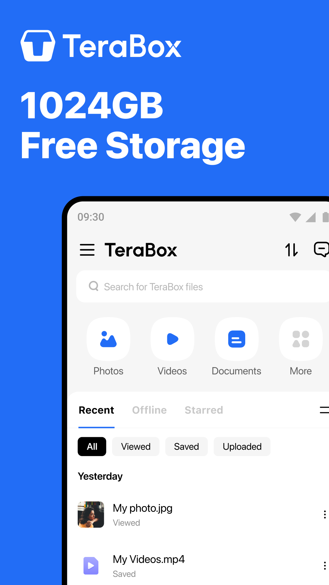 اسکرین شات 1 برنامه TeraBox: 1TB Cloud & AI Space