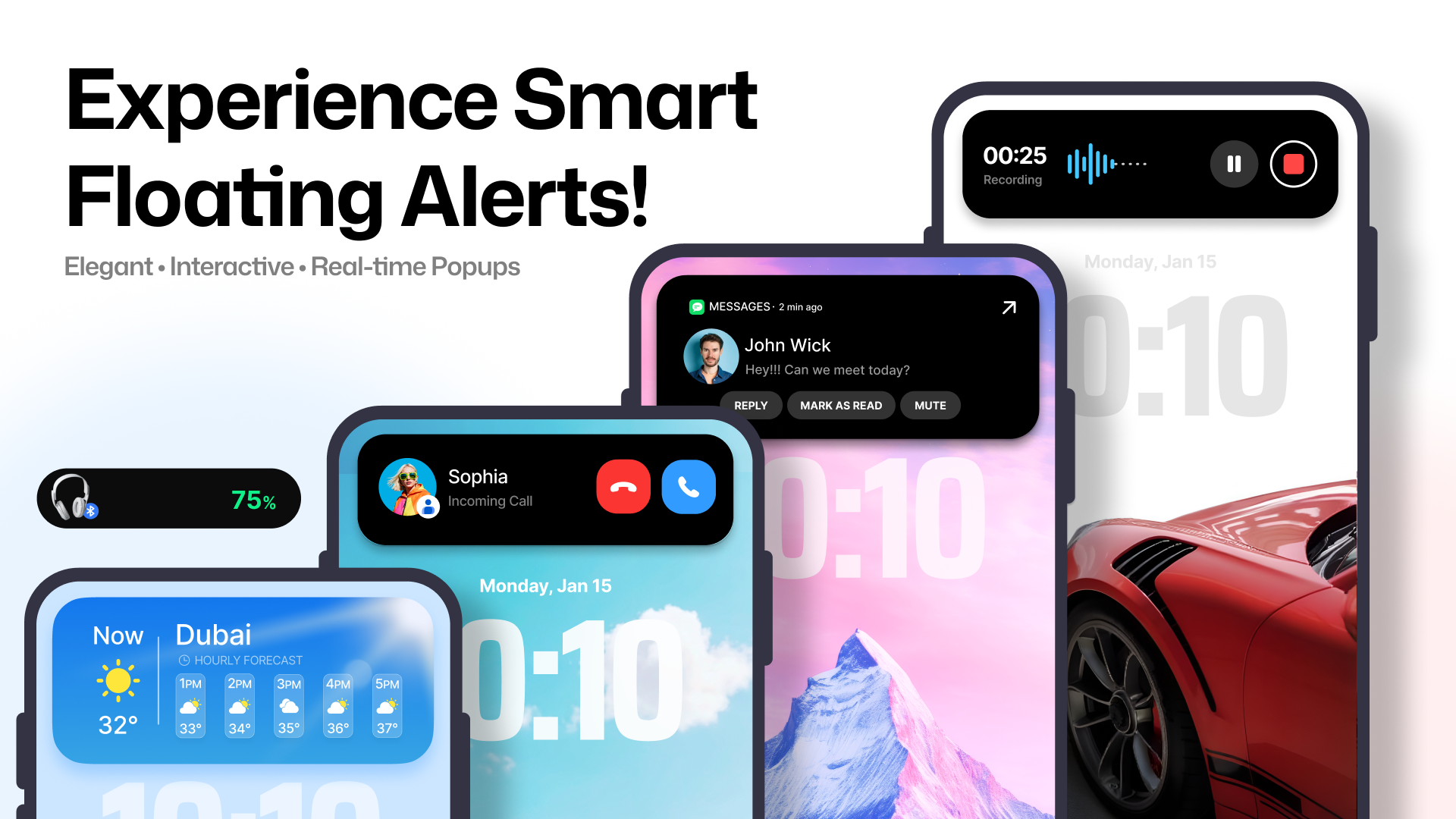 اسکرین شات 1 برنامه Dynamic Notch Notification Bar
