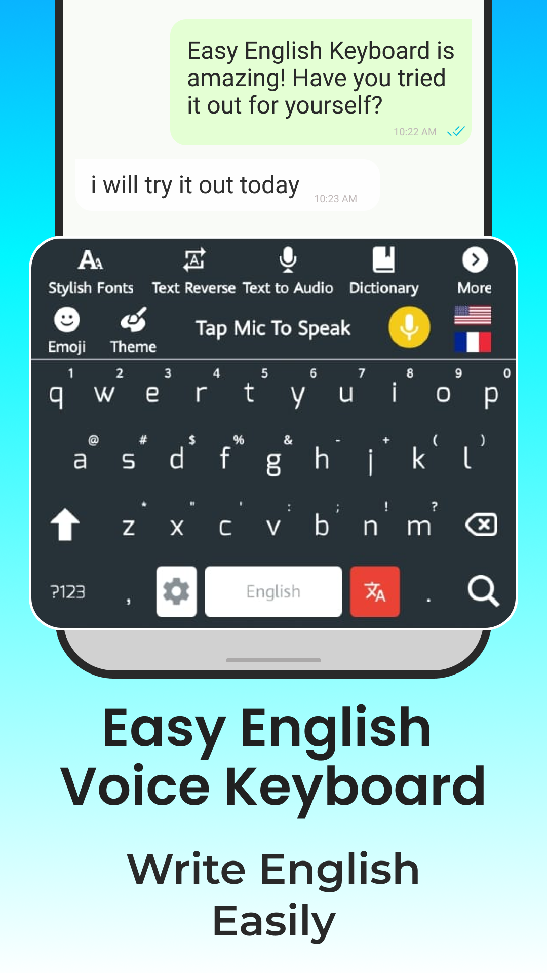 اسکرین شات 1 برنامه Easy English Voice Keyboard