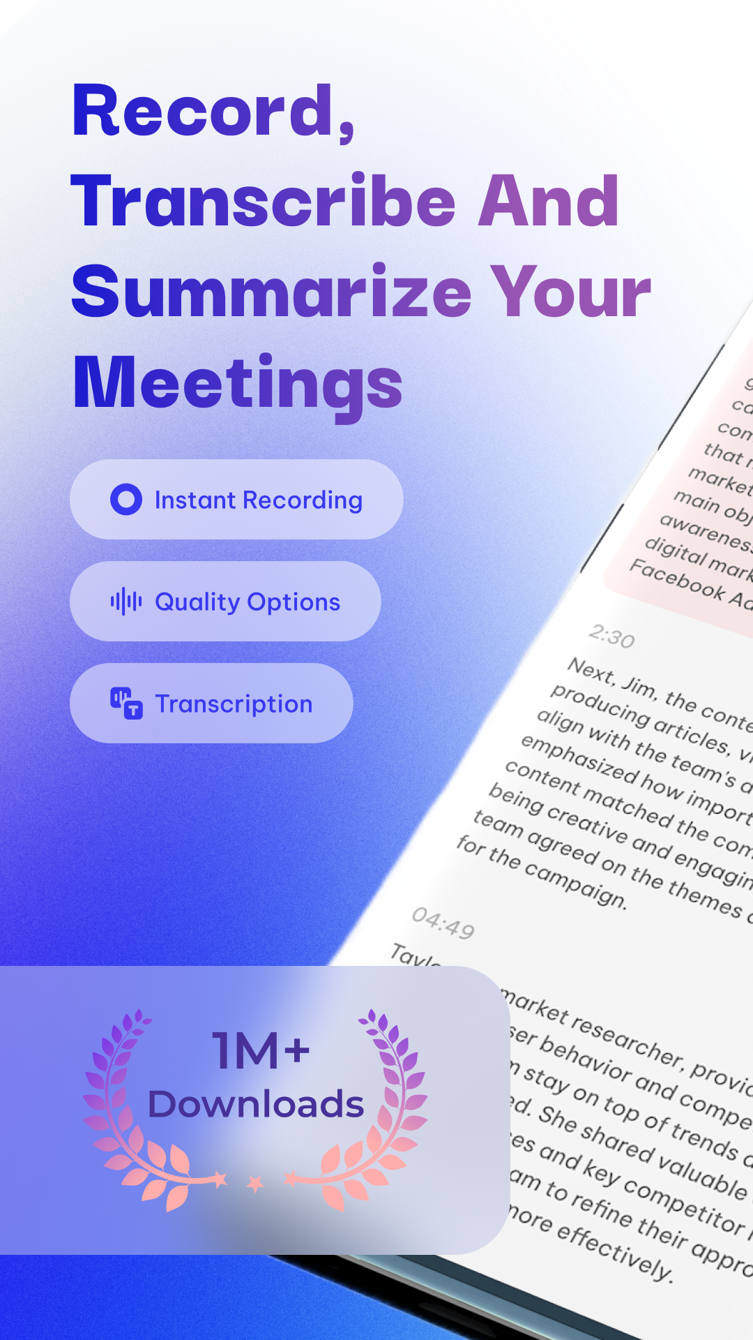 اسکرین شات 1 برنامه Voice Recorder & AI Transcribe