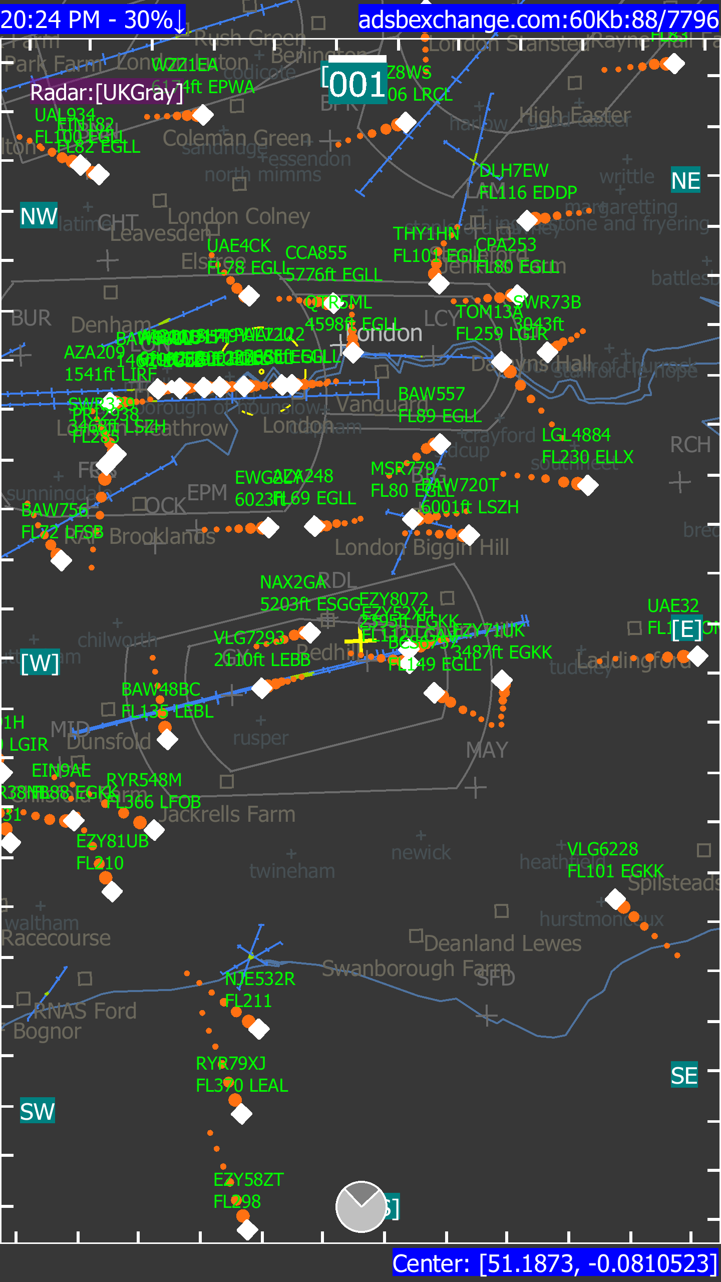 اسکرین شات 1 برنامه ADSB Flight Tracker