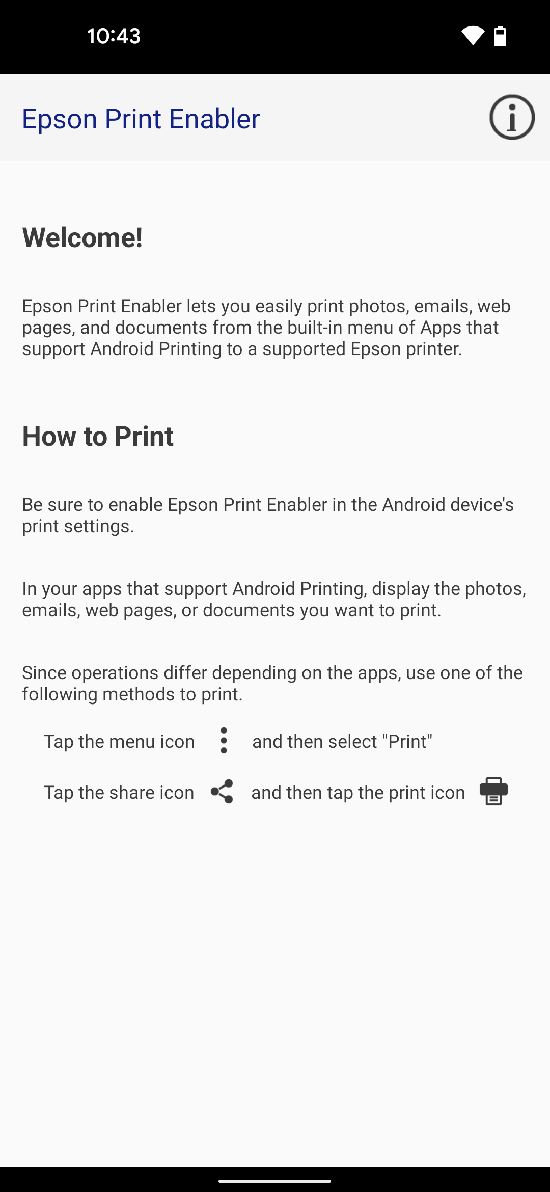 اسکرین شات 1 برنامه Epson Print Enabler