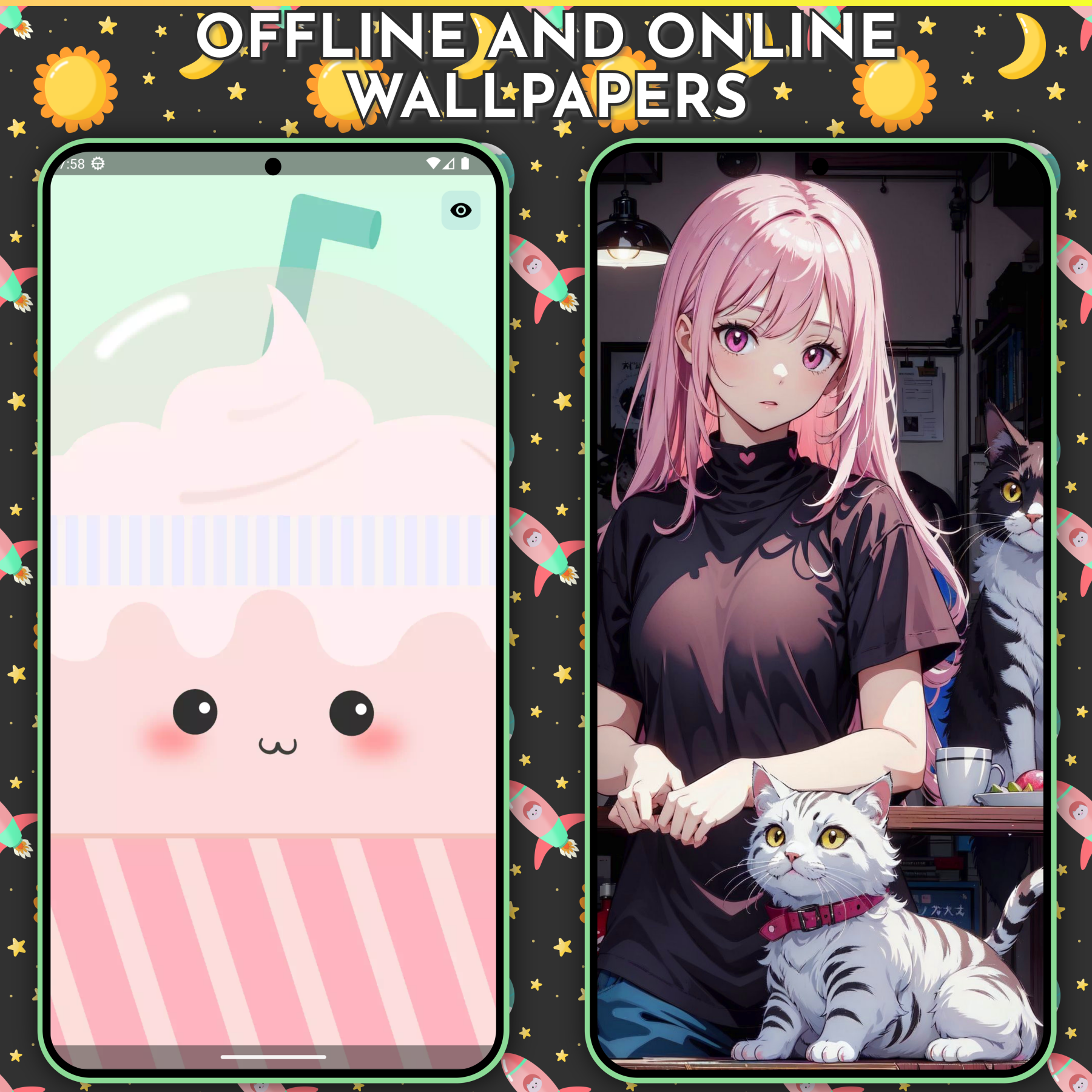 اسکرین شات 2 برنامه Cute Wallpapers - Kawaii