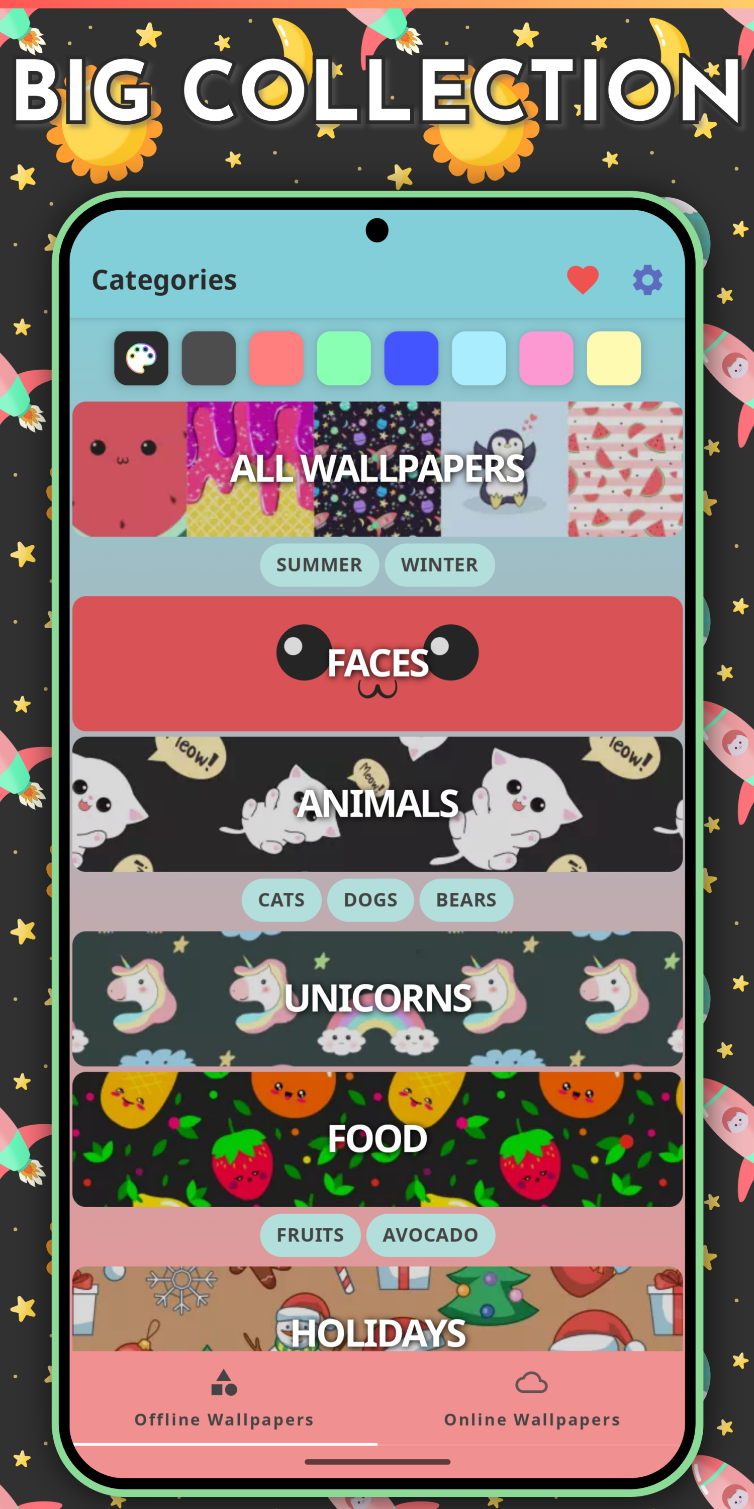 اسکرین شات 1 برنامه Cute Wallpapers - Kawaii