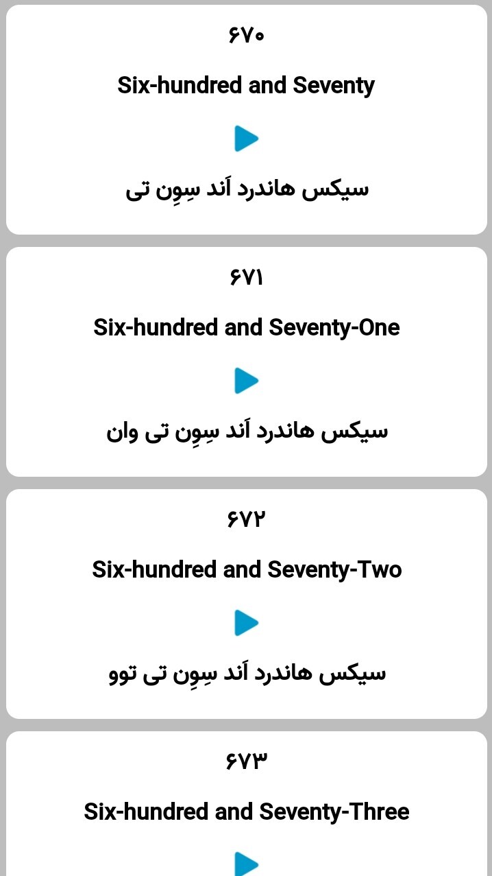 اسکرین شات 6 برنامه اموزش اعداد انگلیسی