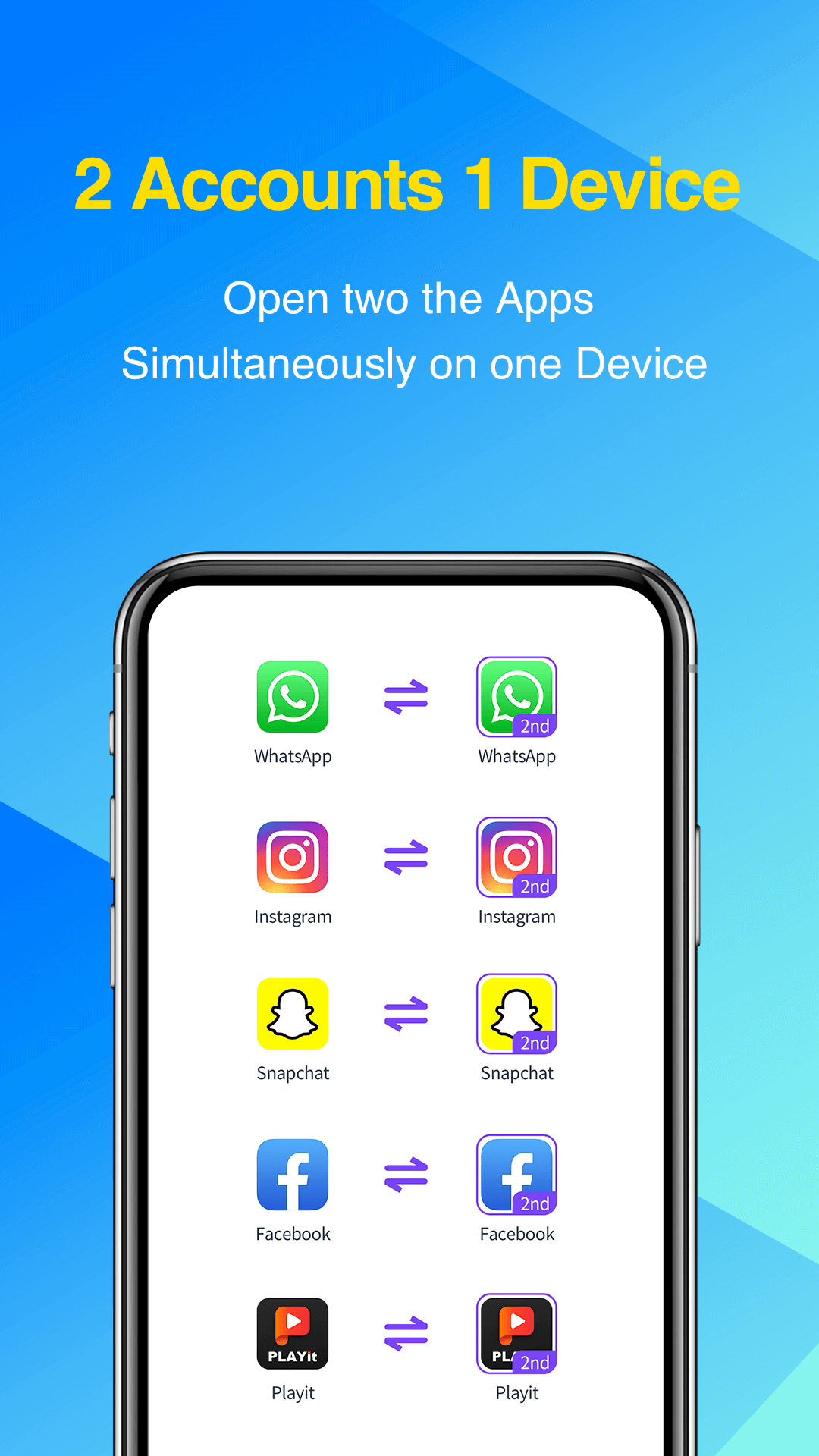 اسکرین شات 1 برنامه 2Accounts - Dual Apps Space