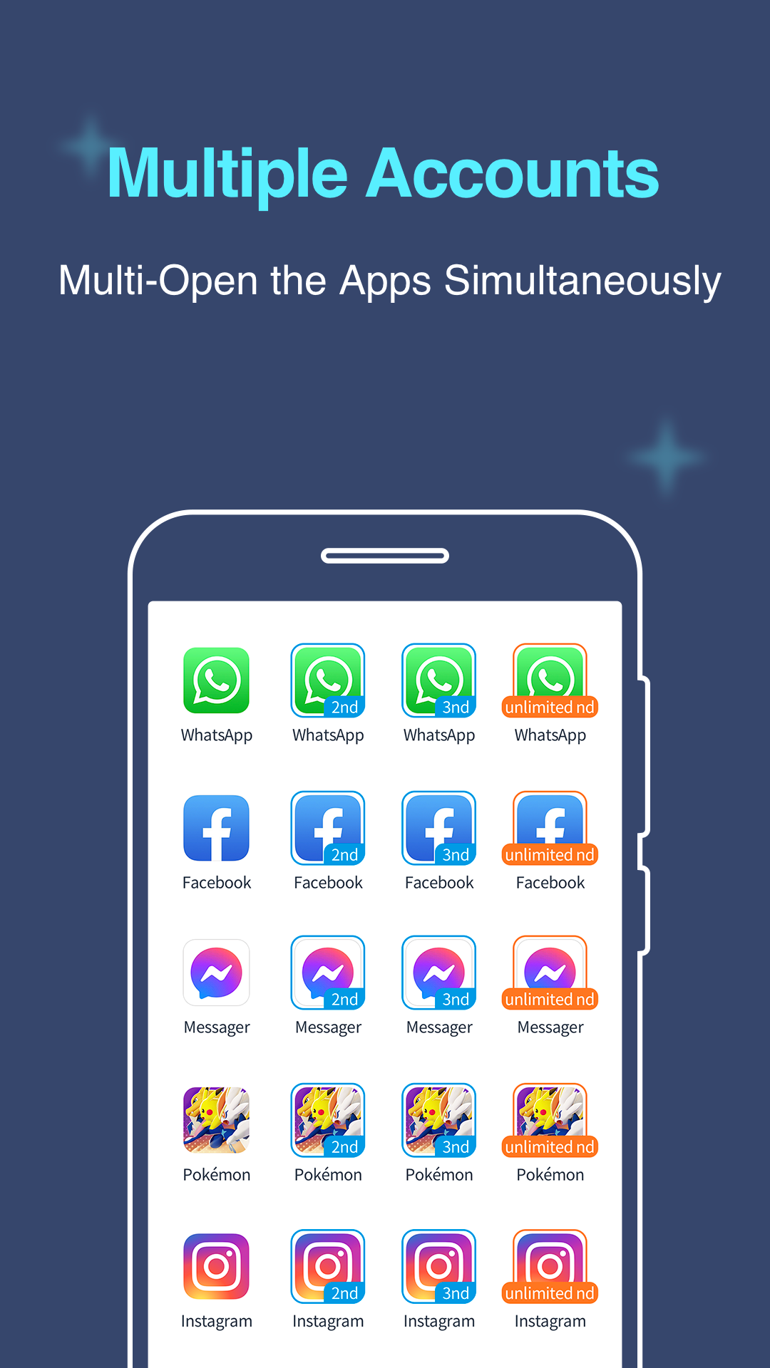 اسکرین شات 1 برنامه Multiple Accounts: Dual Space