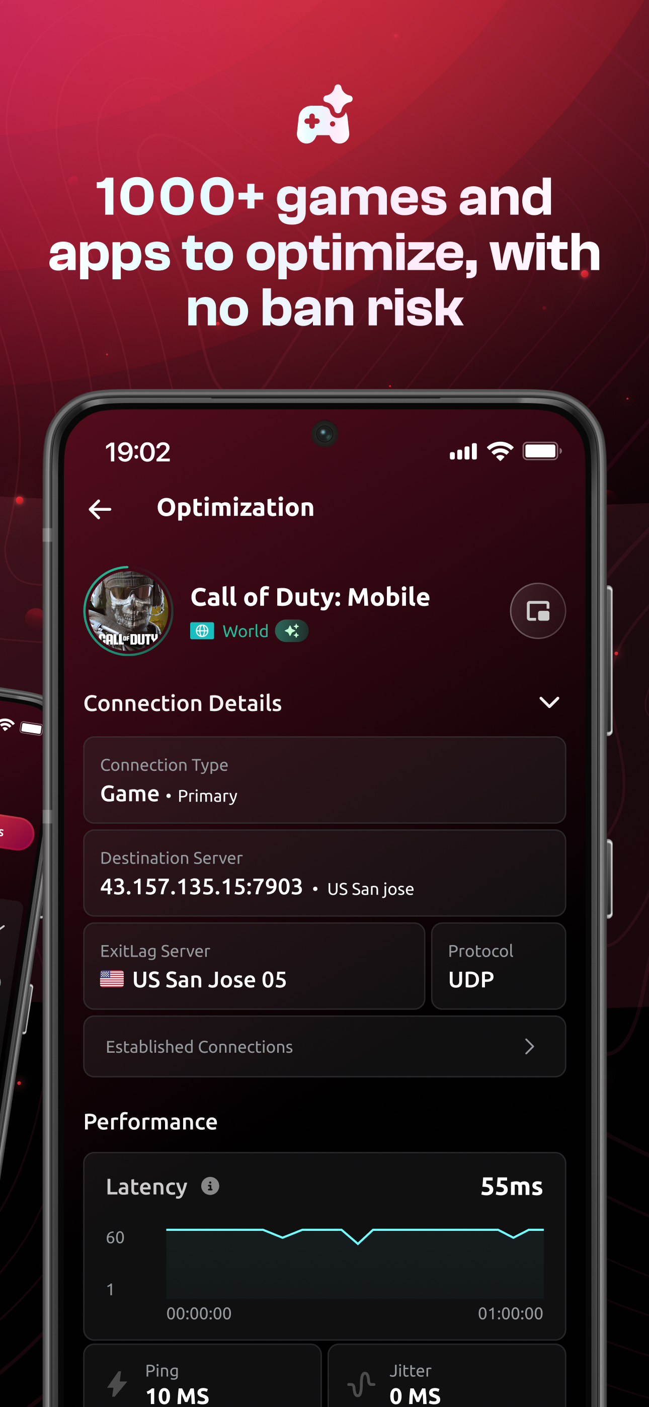 اسکرین شات 3 برنامه ExitLag: Fix Ping Mobile & Lag