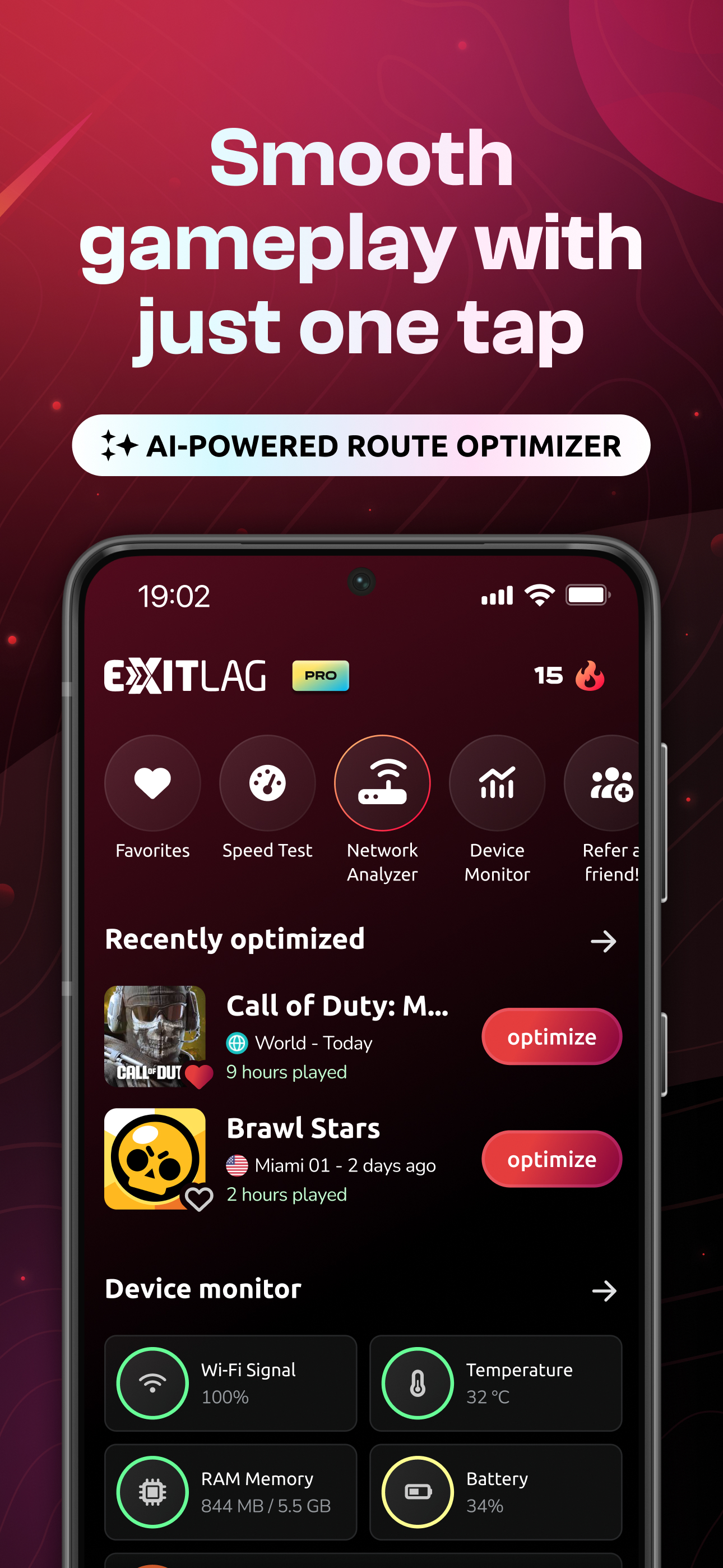 اسکرین شات 1 برنامه ExitLag: Lower your Ping