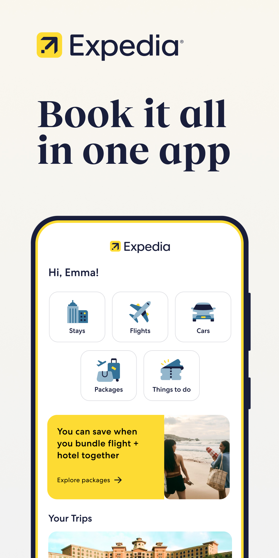 اسکرین شات 1 برنامه Expedia: Hotels, Flights, Cars
