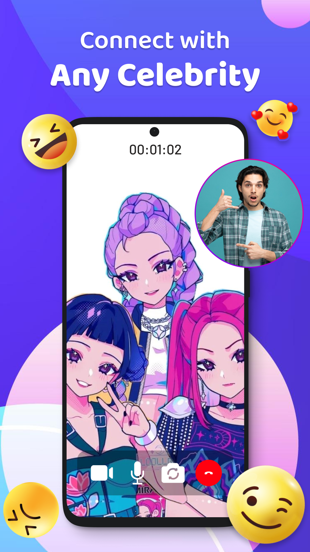 اسکرین شات 4 برنامه Idol Prank Video Call & Chat