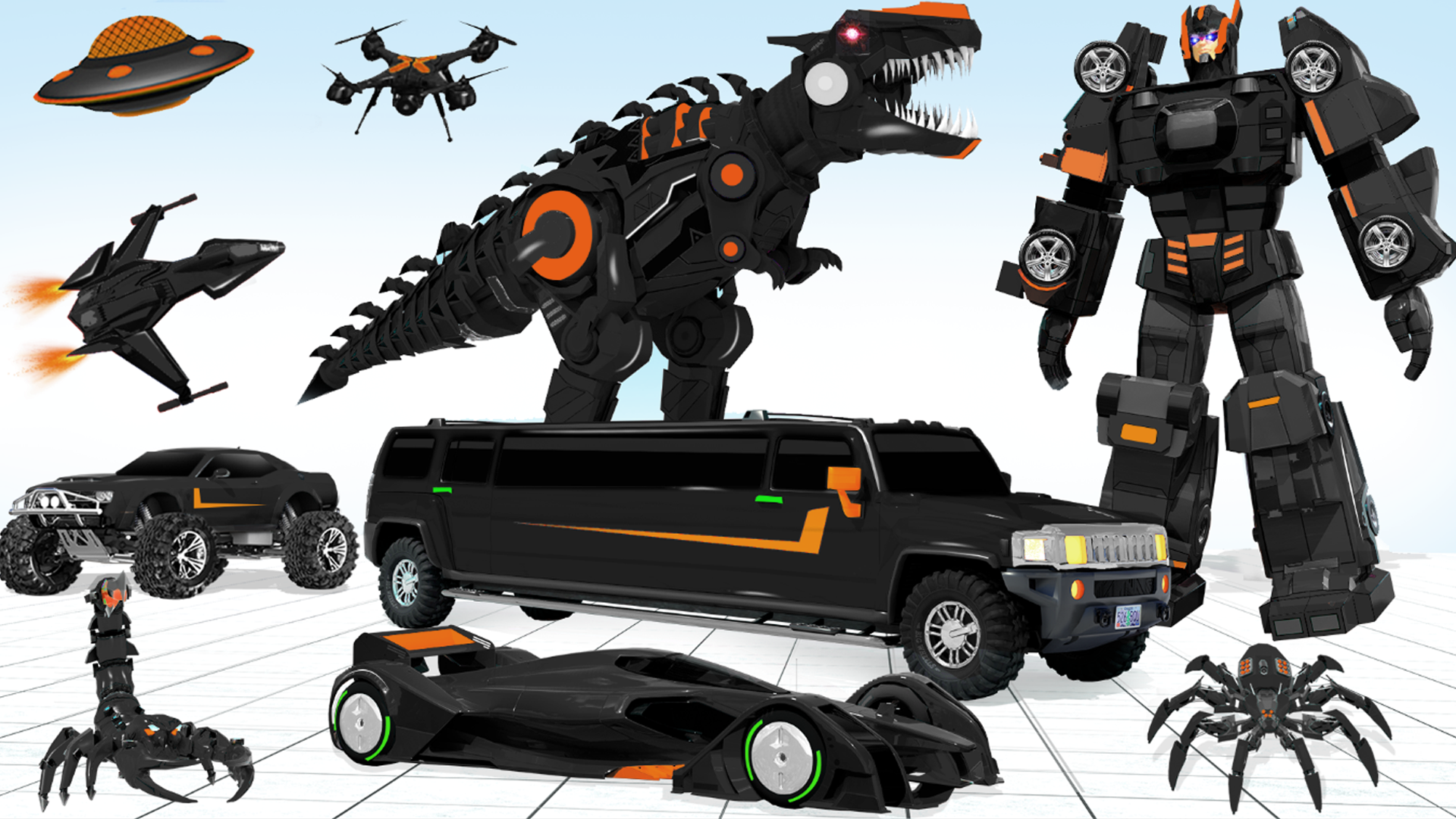 اسکرین شات 1 بازی Limo Car Dino Robot Car Game