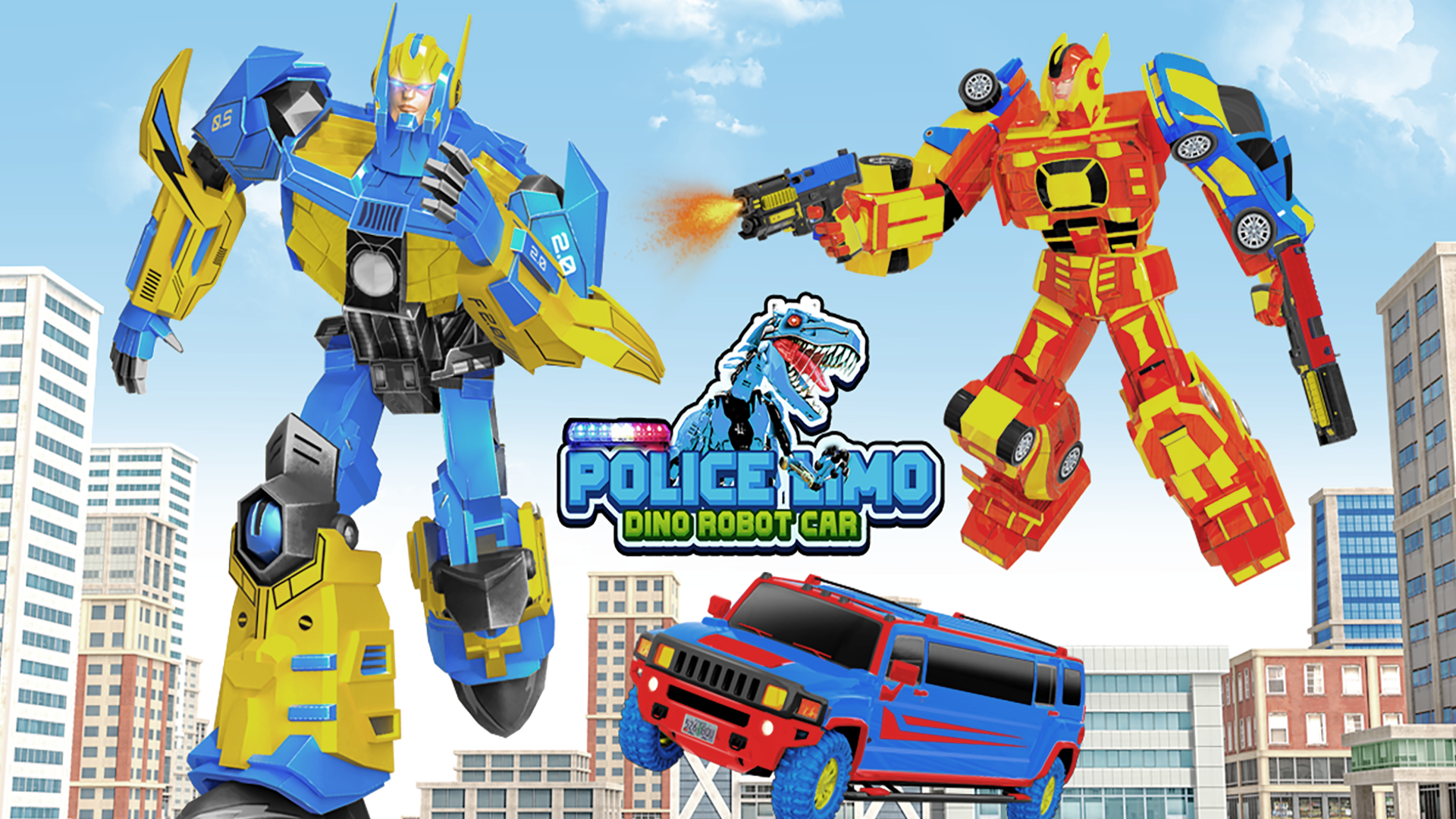 اسکرین شات 3 بازی Limo Car Dino Robot Car Game