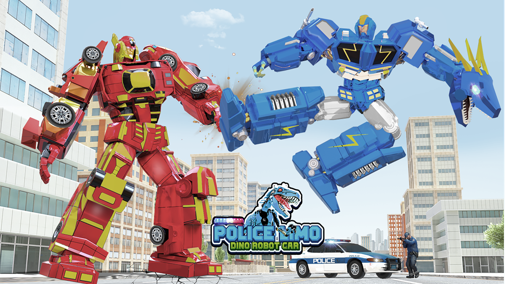 اسکرین شات 2 بازی Limo Car Dino Robot Car Game