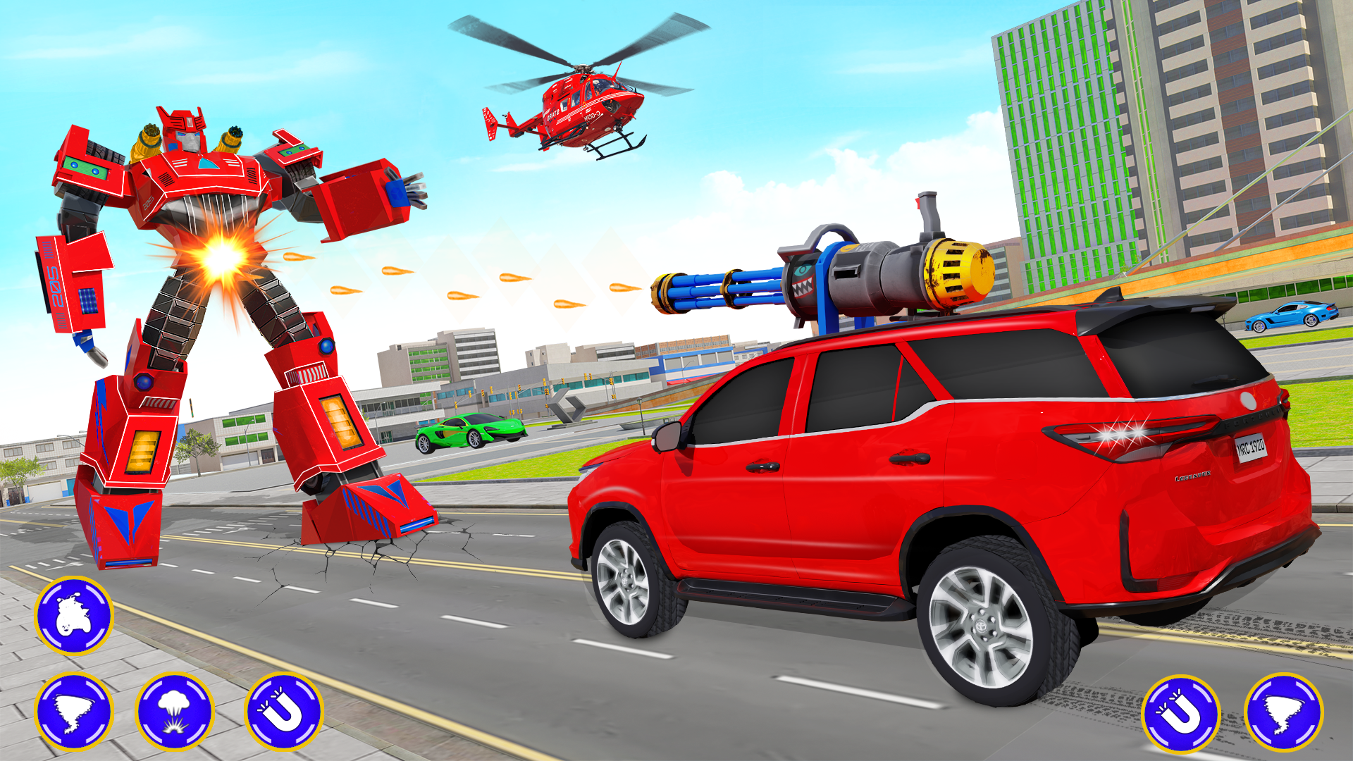 اسکرین شات 7 برنامه Flying Prado Car Robot Game