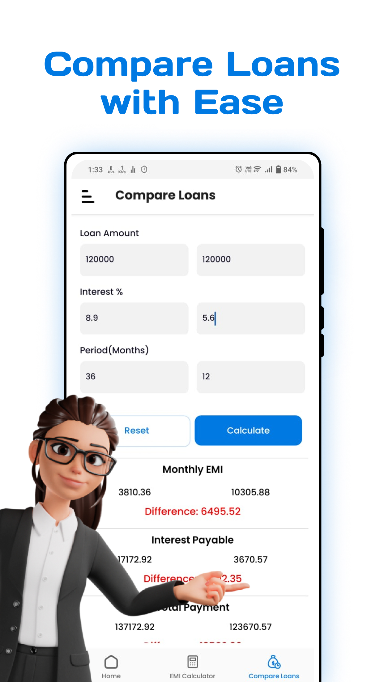 اسکرین شات 3 برنامه EMI Calculator: Calculate Loan