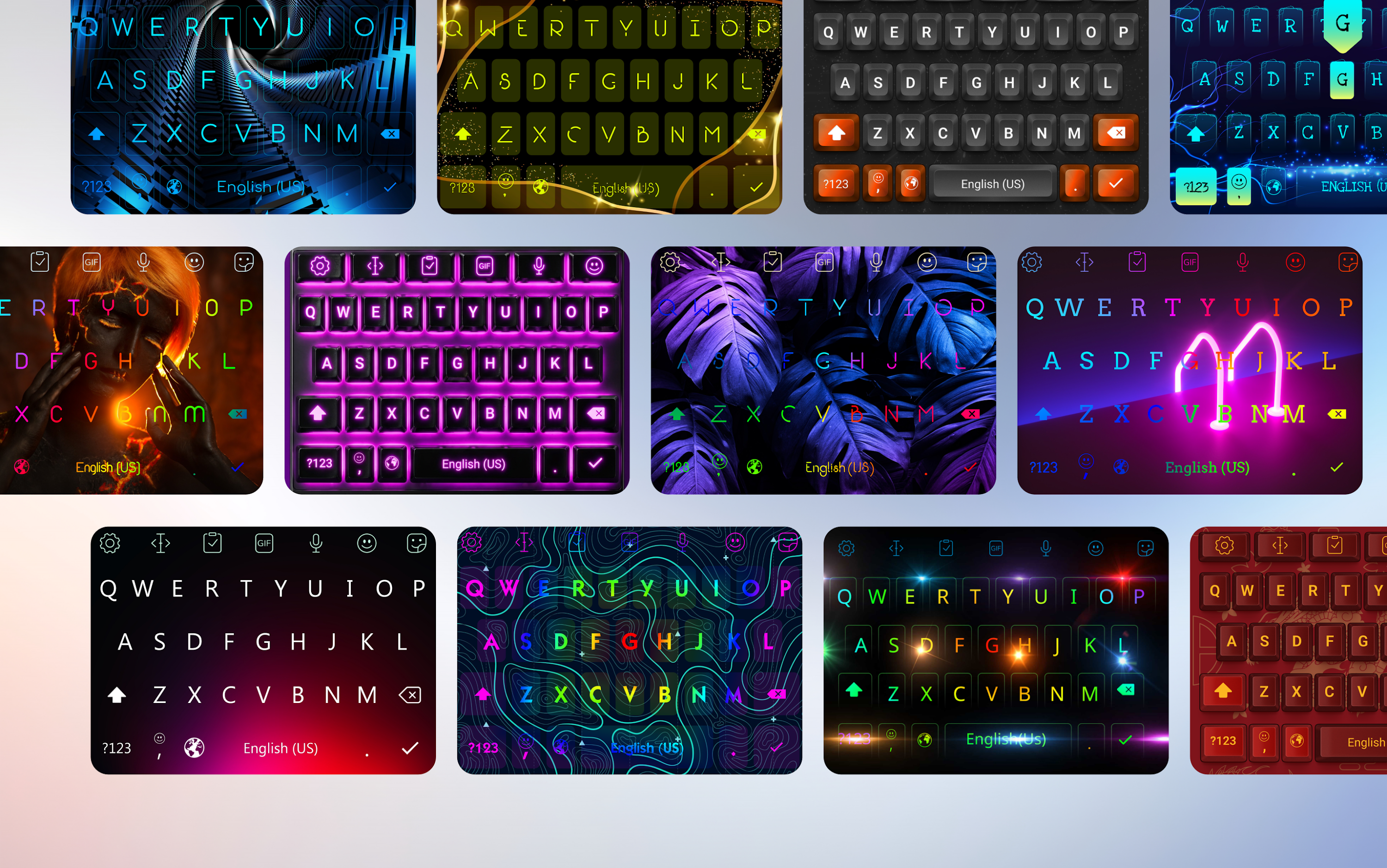 اسکرین شات 1 برنامه LED Keyboard: Colorful Backlit