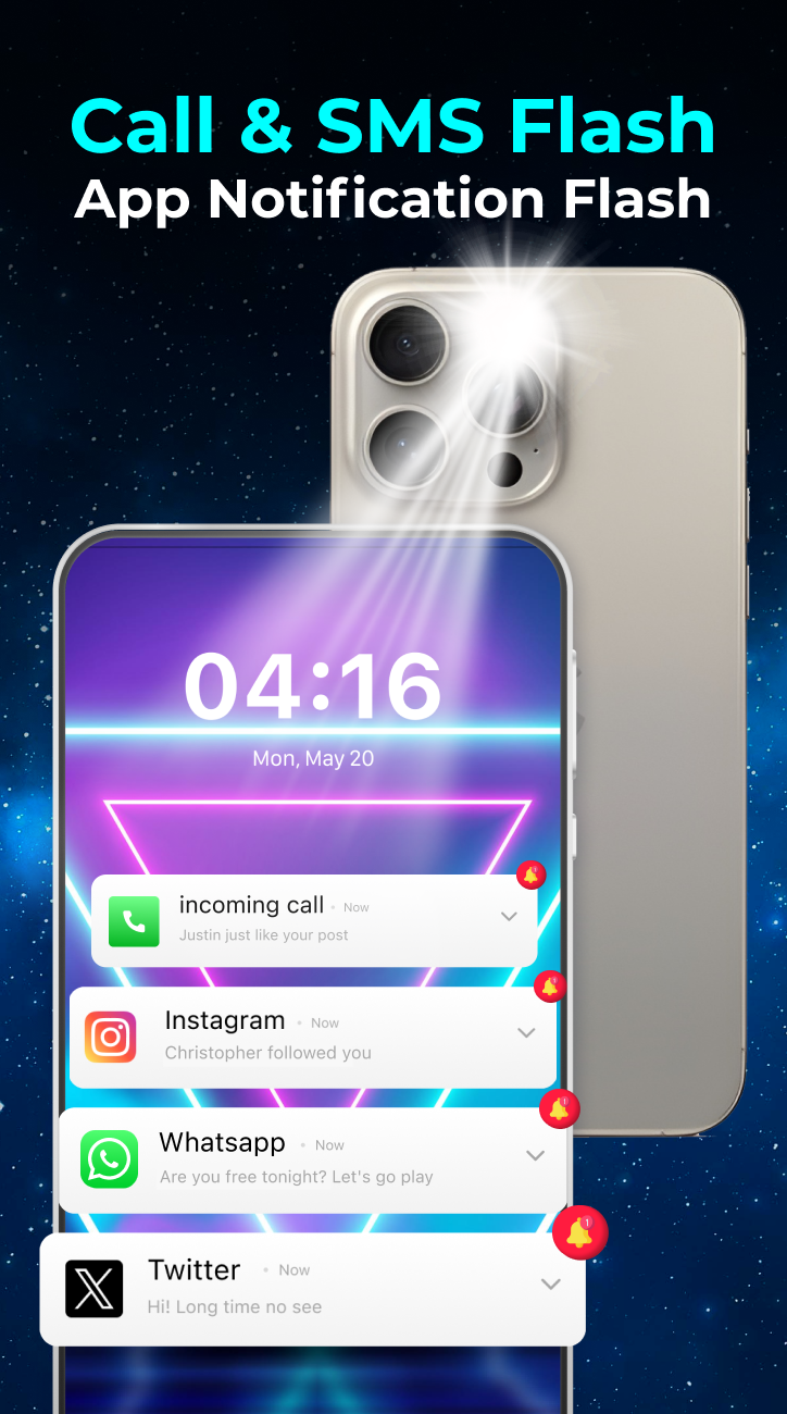 اسکرین شات 3 برنامه Flashlight and Flash Alert