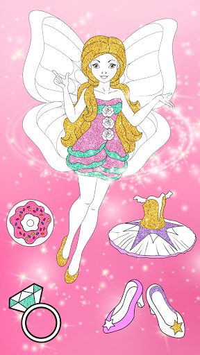 اسکرین شات 4 برنامه Glitter Dress Coloring Pages for Girls