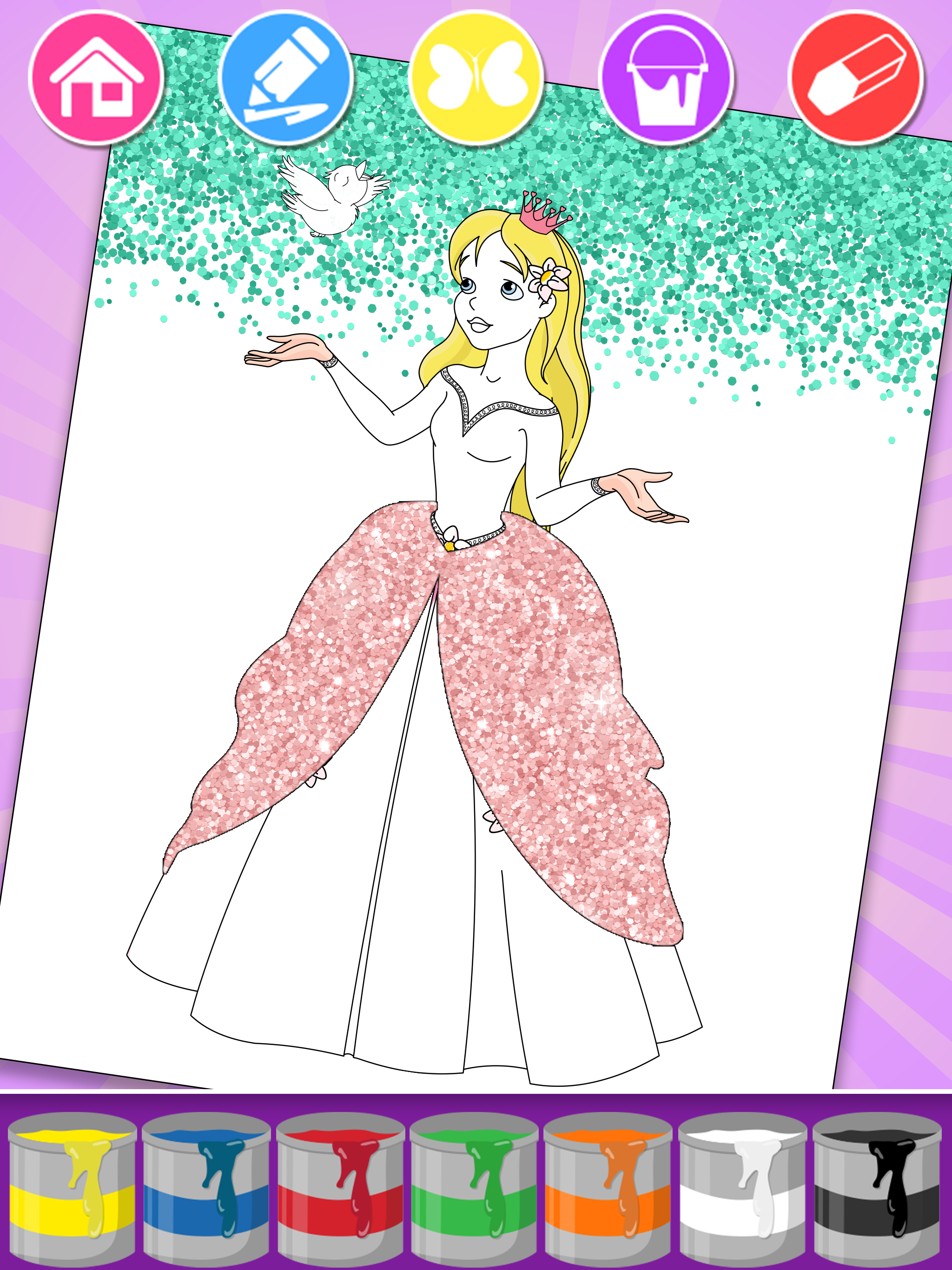 اسکرین شات 4 برنامه Princess Coloring Book & Games