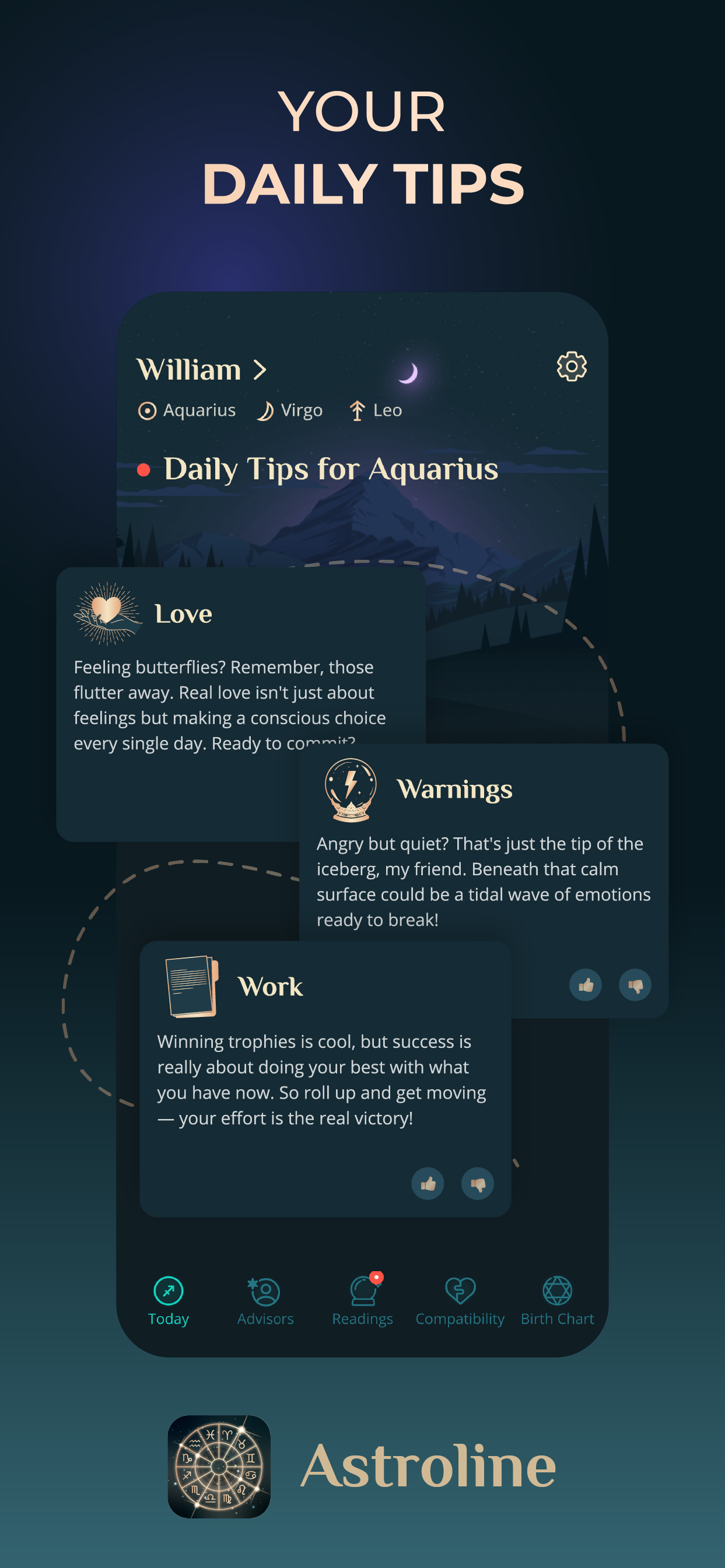 اسکرین شات 2 برنامه Astroline - Daily Horoscope