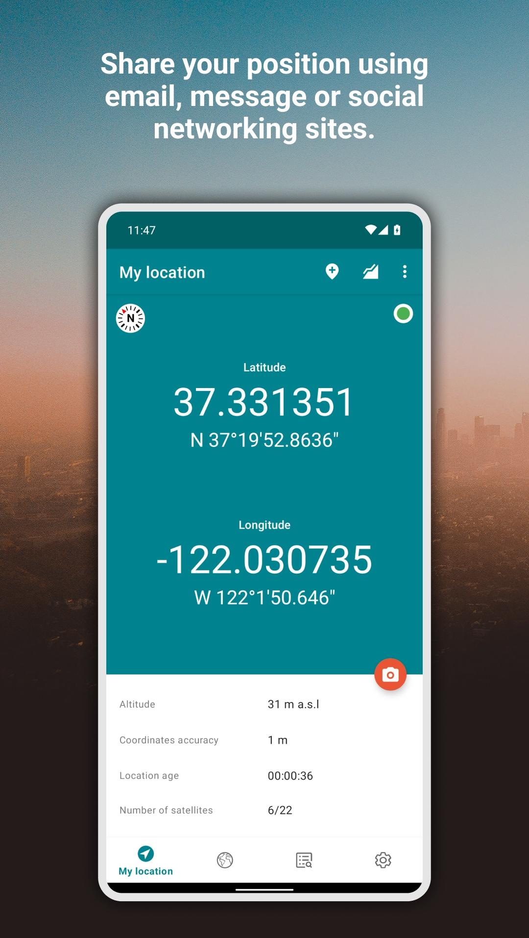 اسکرین شات 2 برنامه My GPS Coordinates
