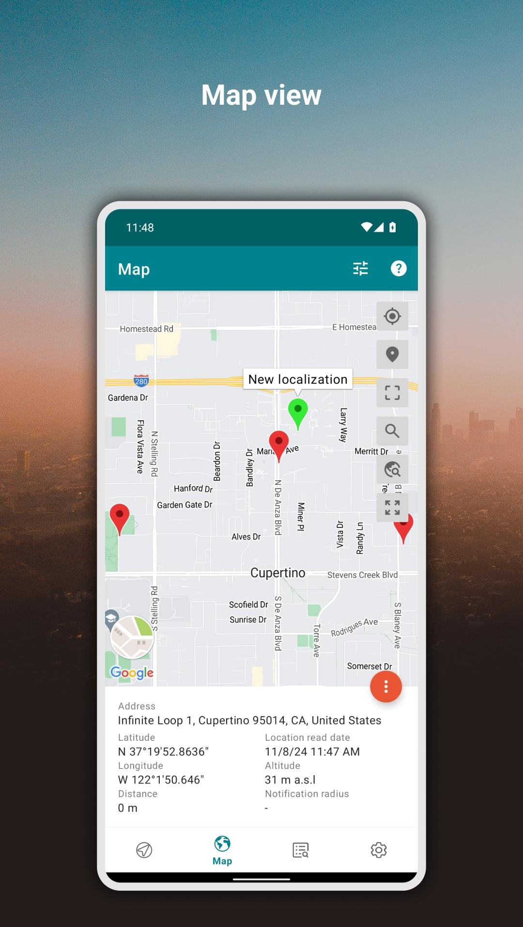اسکرین شات 3 برنامه My GPS Coordinates